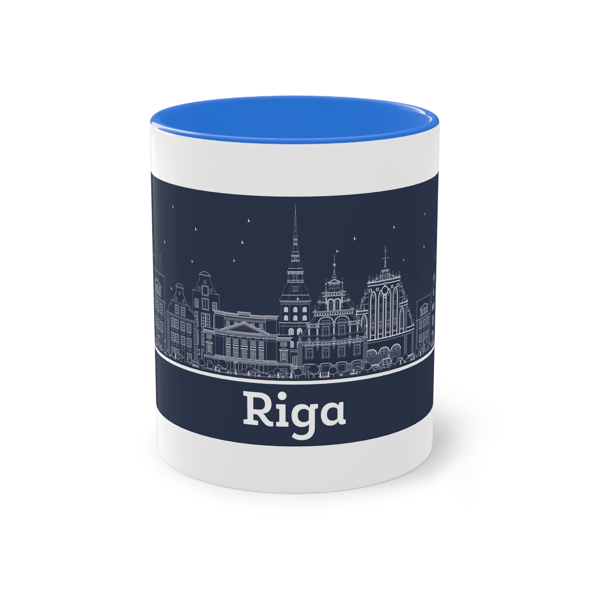 Riga Outline Inverse Two Tone Coffee Mug 11oz - Image 37