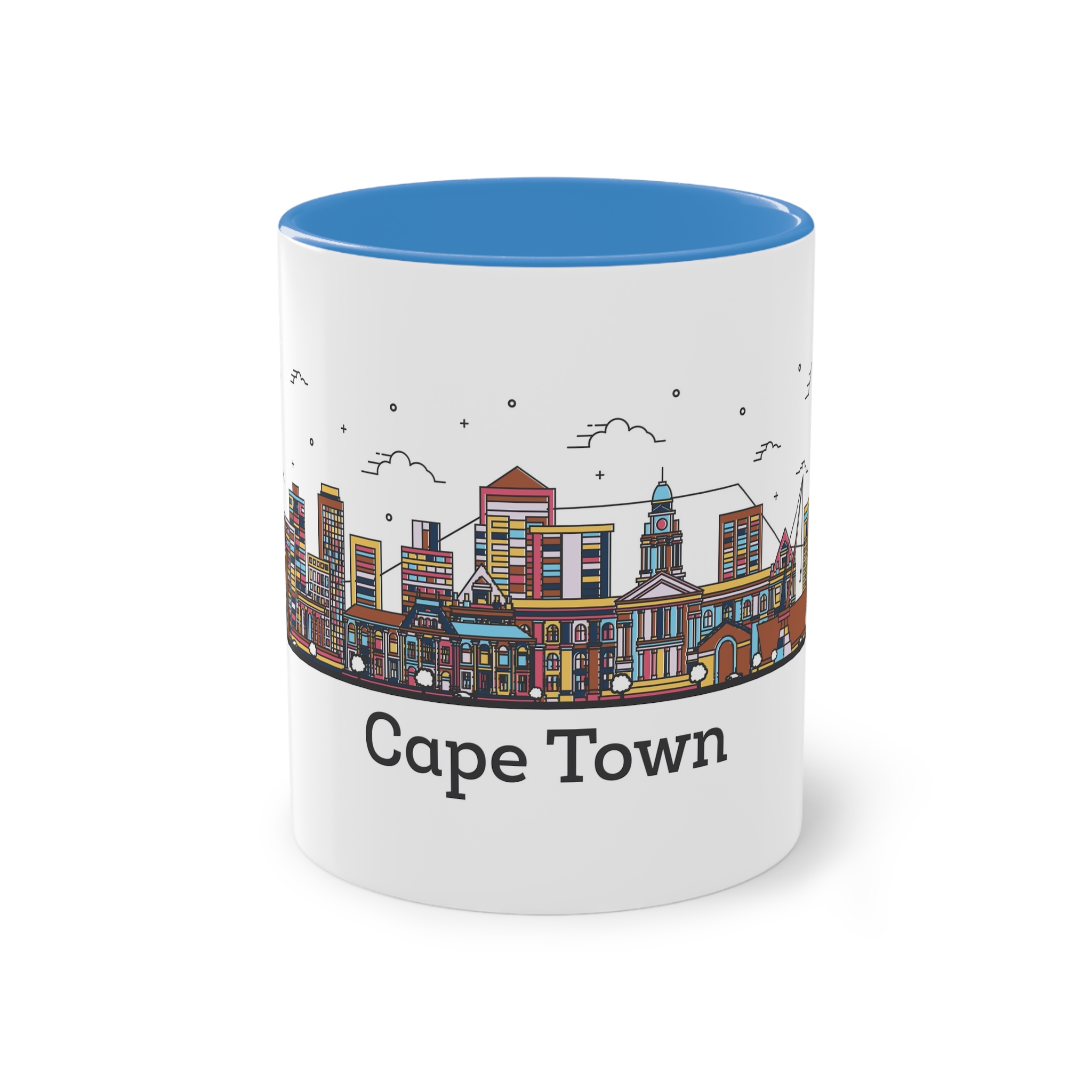 Cape Town Outline Bold Color Two Tone Coffee Mug 11oz - Image 33