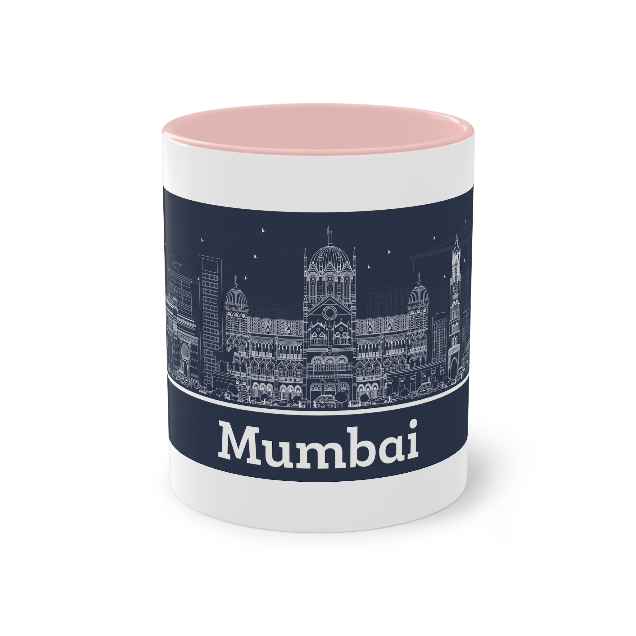 Mumbai Outline Inverse Two Tone Coffee Mug 11oz - Image 45