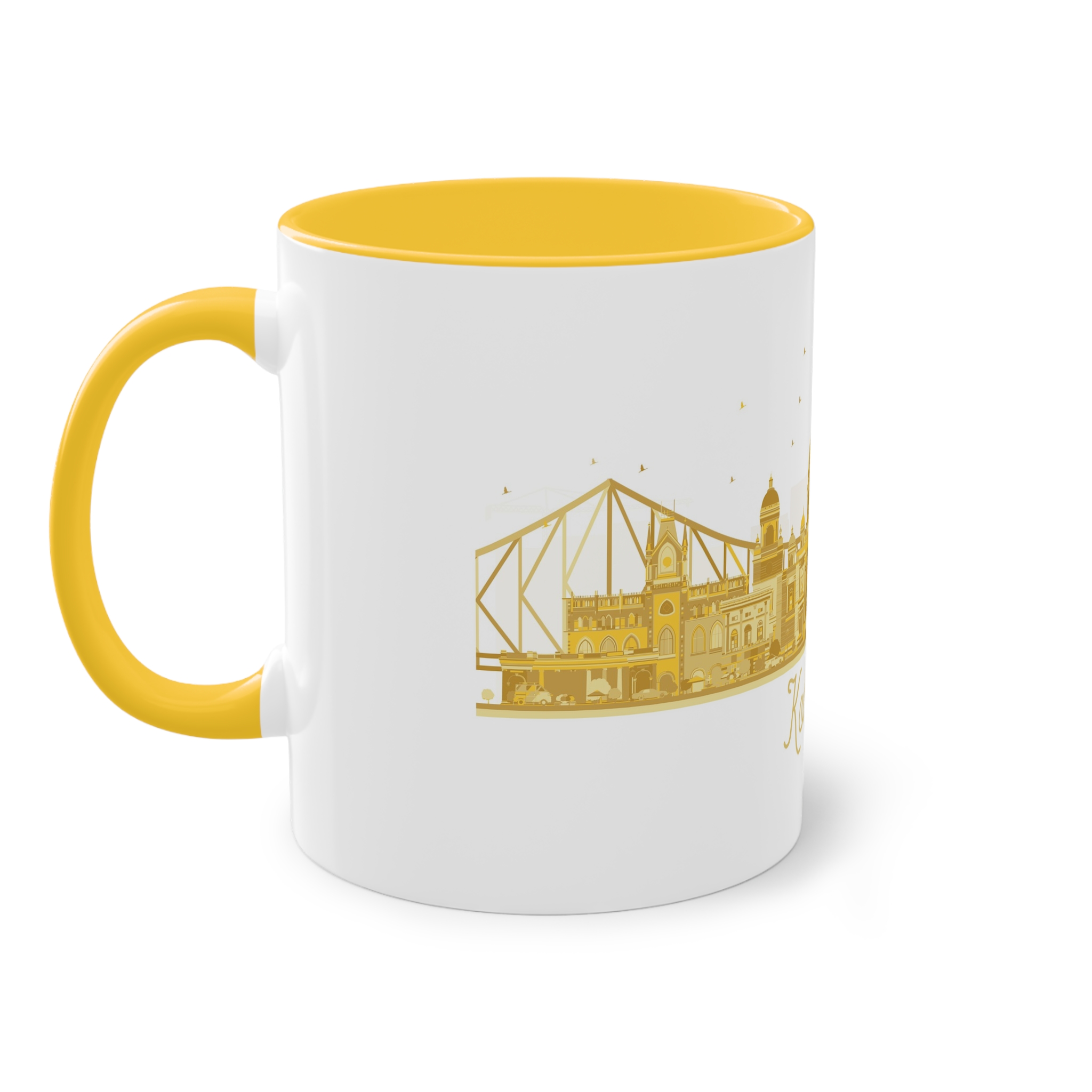 Kolkata Silhouette Golden 1 Two Tone Coffee Mug 11oz - Image 19