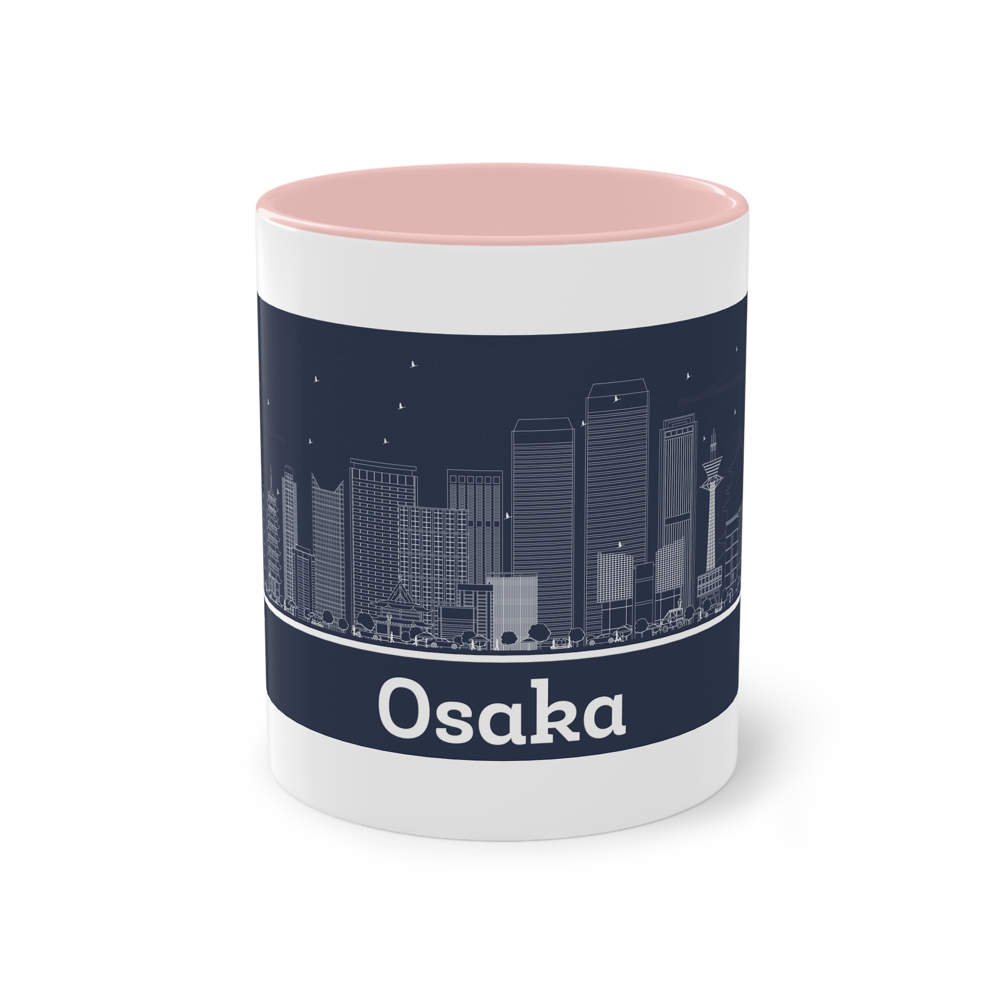 Osaka Outline Inverse Two Tone Coffee Mug 11oz - Image 45