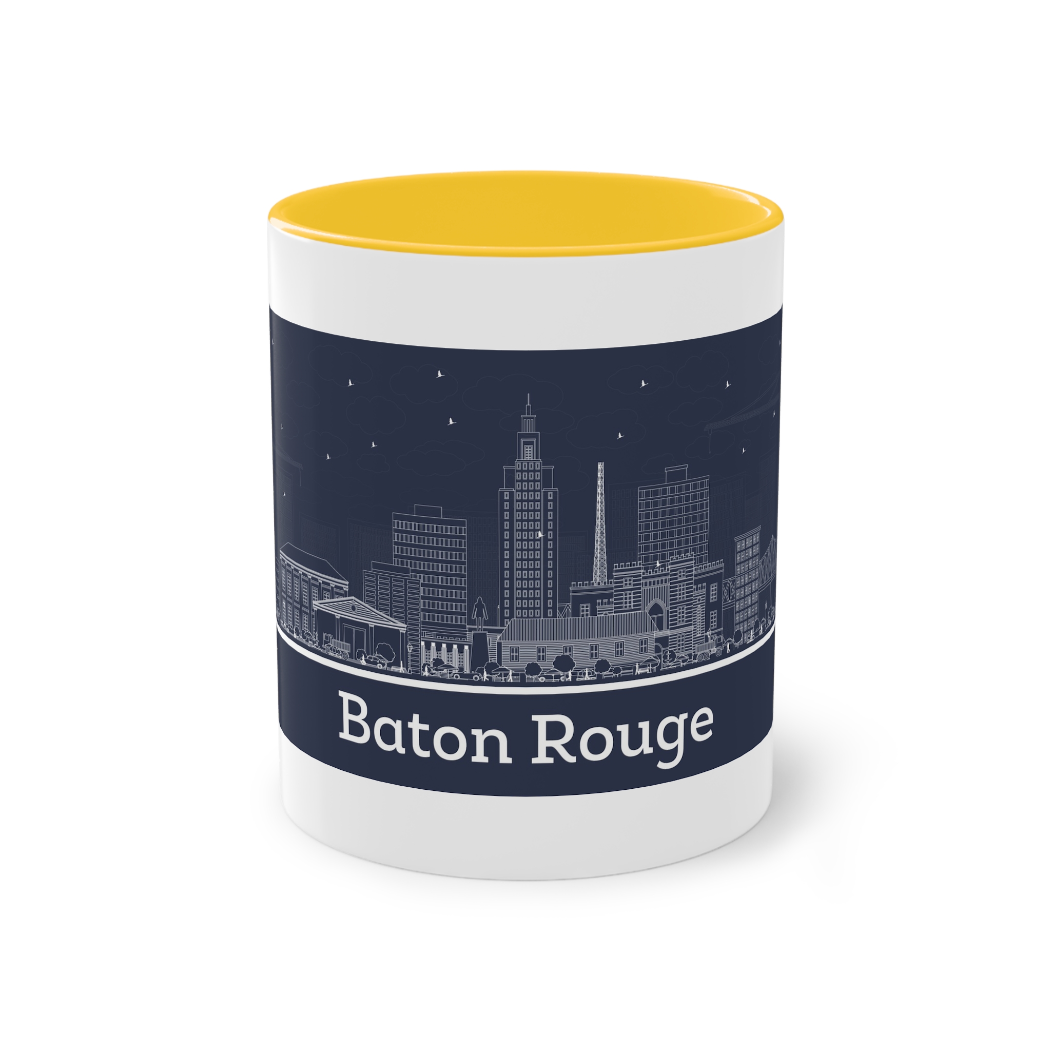 Baton Rouge Outline Inverse Two Tone Coffee Mug 11oz - Image 17