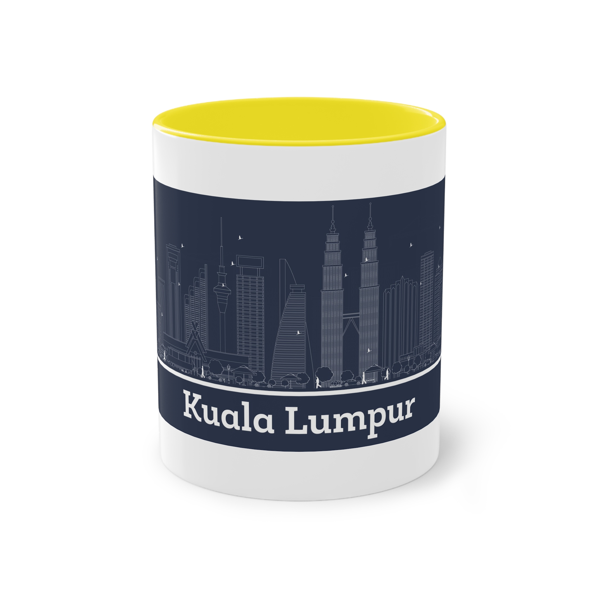 Kuala Lumpur Outline Inverse Two Tone Coffee Mug 11oz - Image 21
