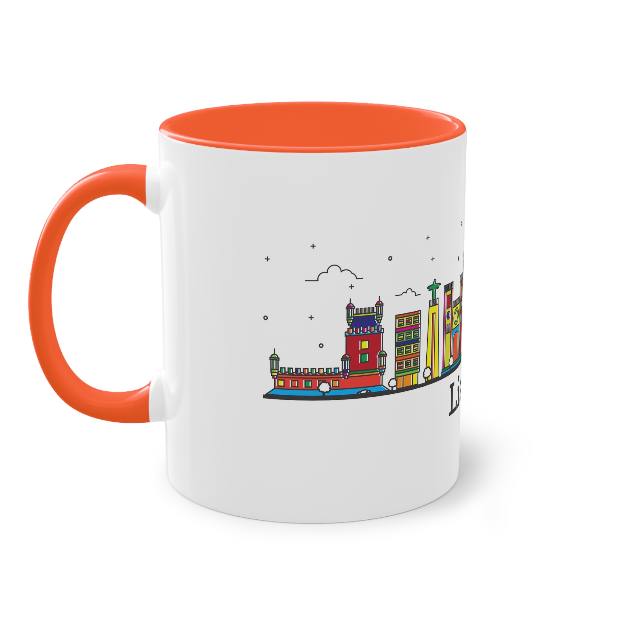 Lisbon Outline Bold Color Two Tone Coffee Mug 11oz - Image 15
