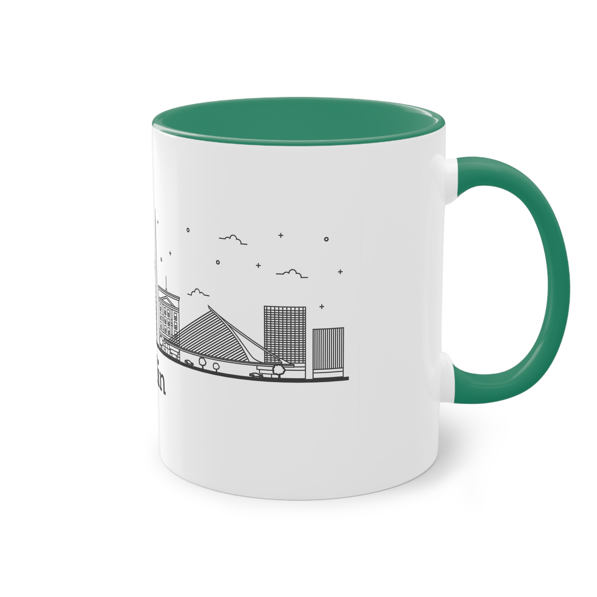 Dublin Outline Bold Two Tone Coffee Mug 11oz - Image 32