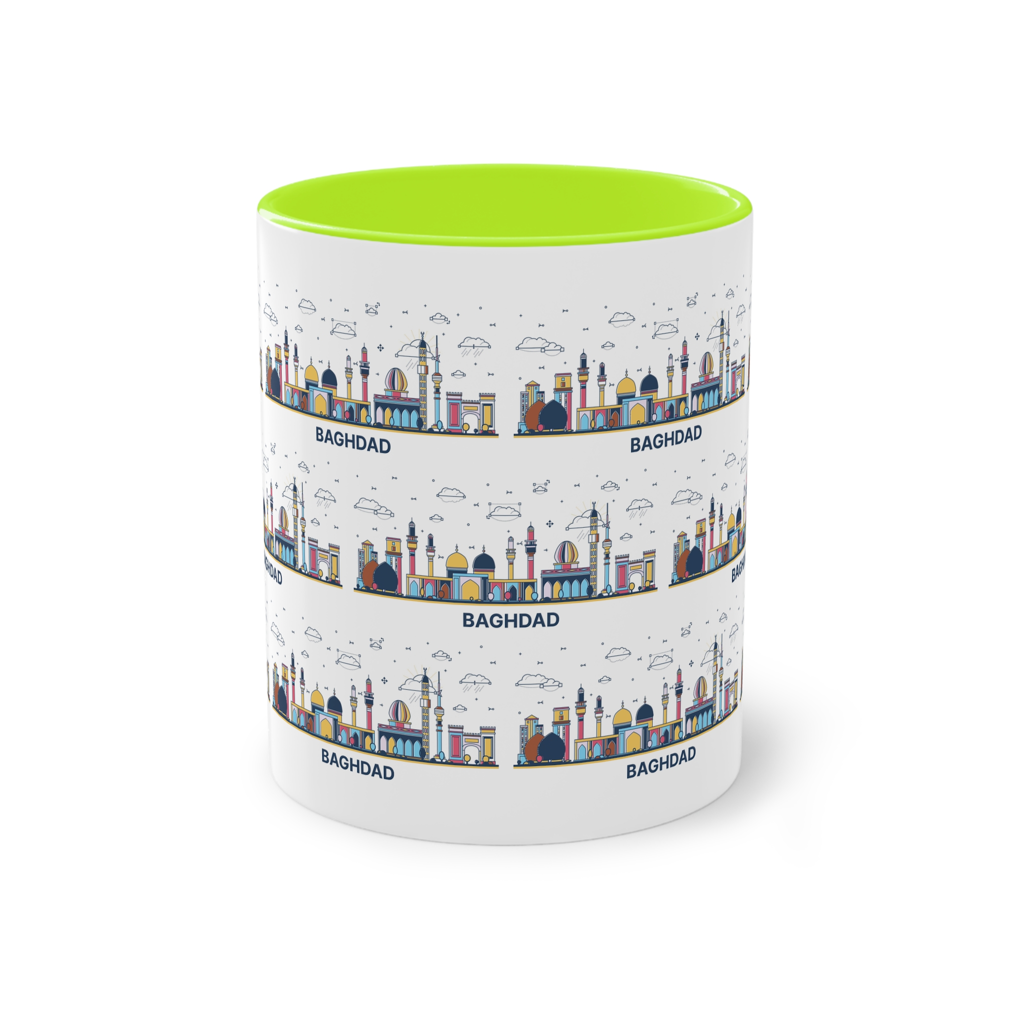 Baghdad Outline Bold Color Two Tone Coffee Mug 11oz - Image 25