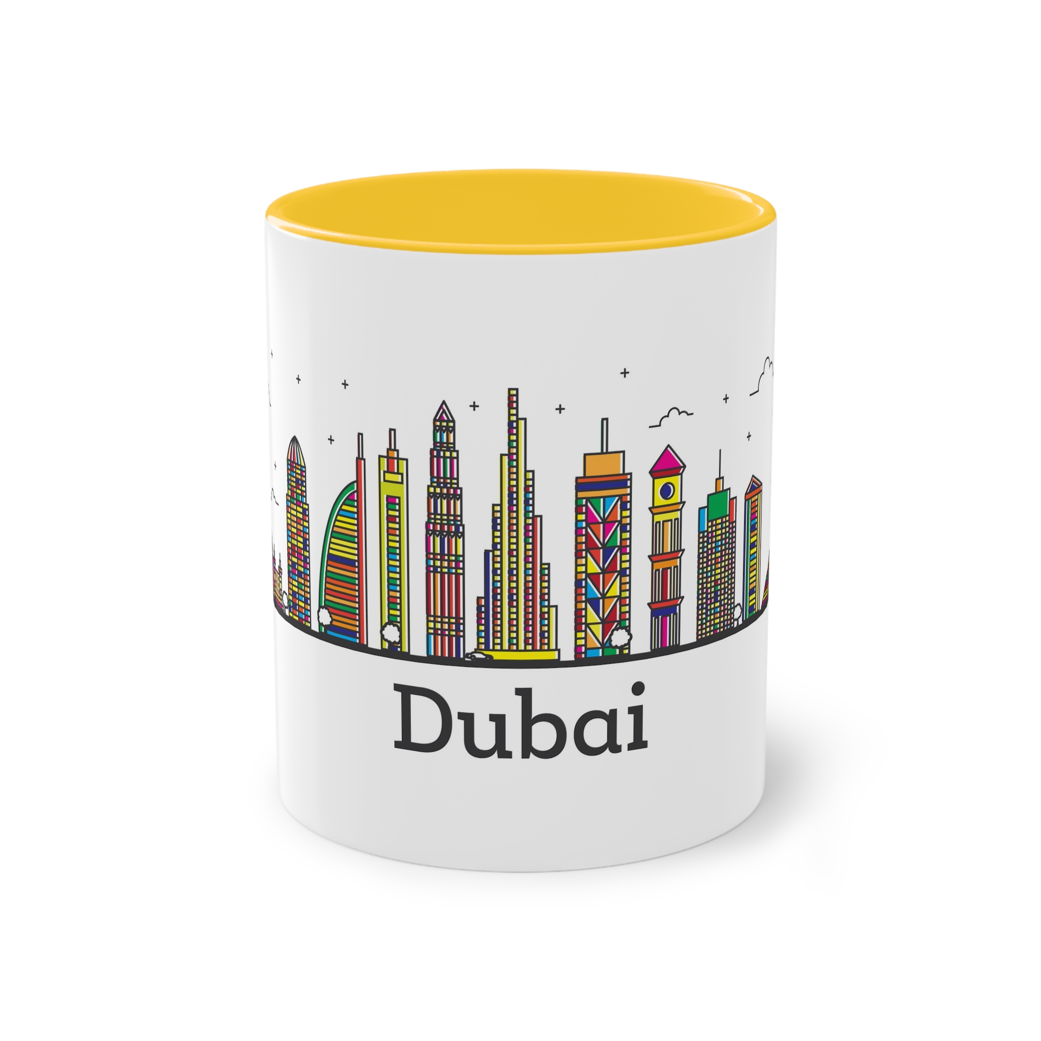 Dubai Outline Bold Color Two Tone Coffee Mug 11oz - Image 17
