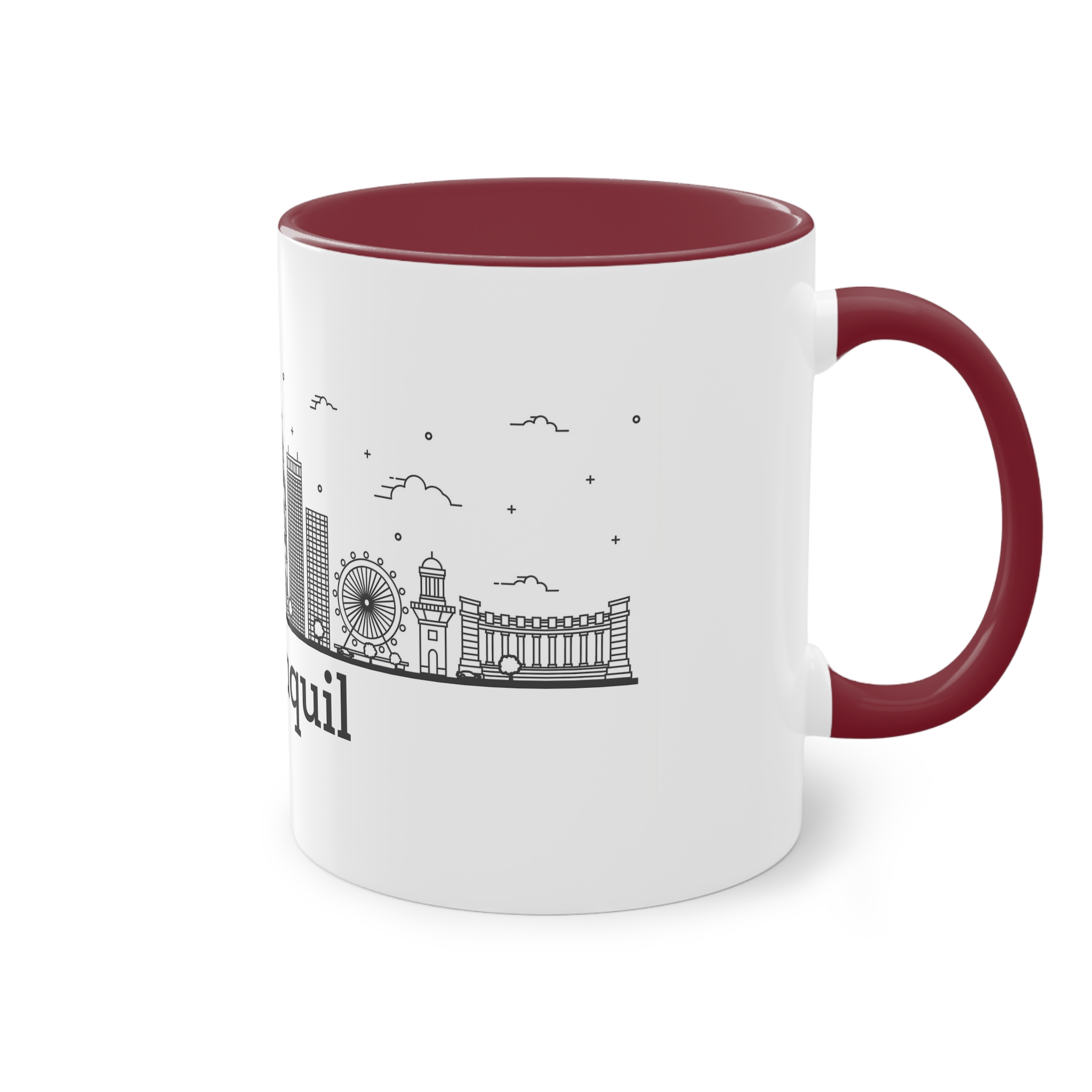 Guayaquil Outline Bold Two Tone Coffee Mug 11oz - Image 8