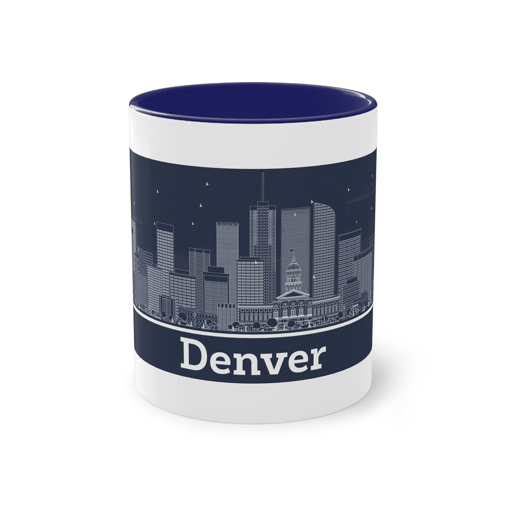 Denver Outline Inverse Two Tone Coffee Mug 11oz - Image 41