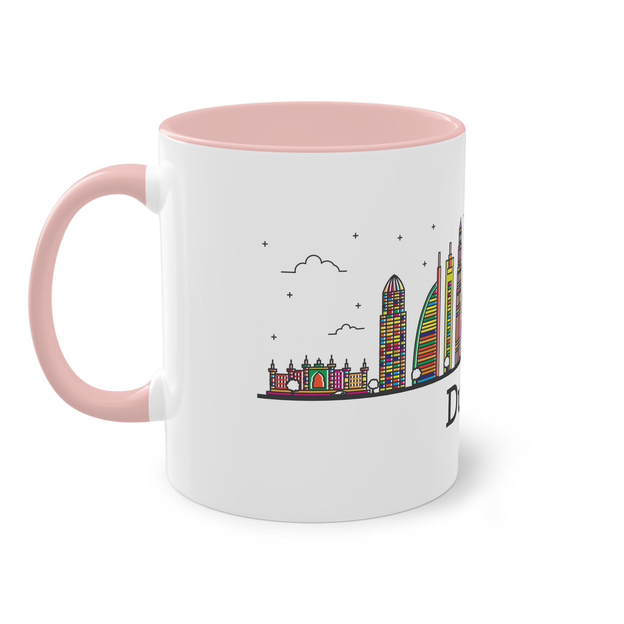 Dubai Outline Bold Color Two Tone Coffee Mug 11oz - Image 47