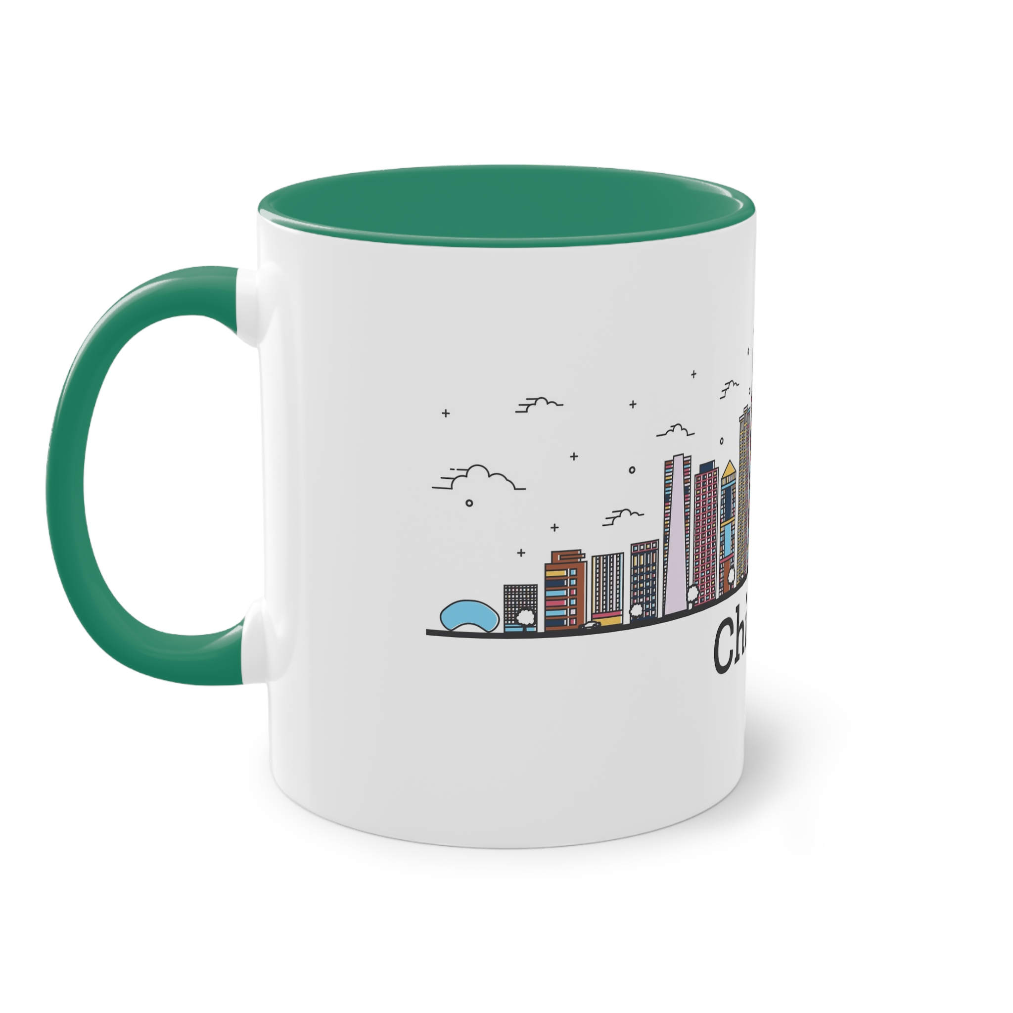 Chicago Outline Bold Color Two Tone Coffee Mug 11oz - Image 31