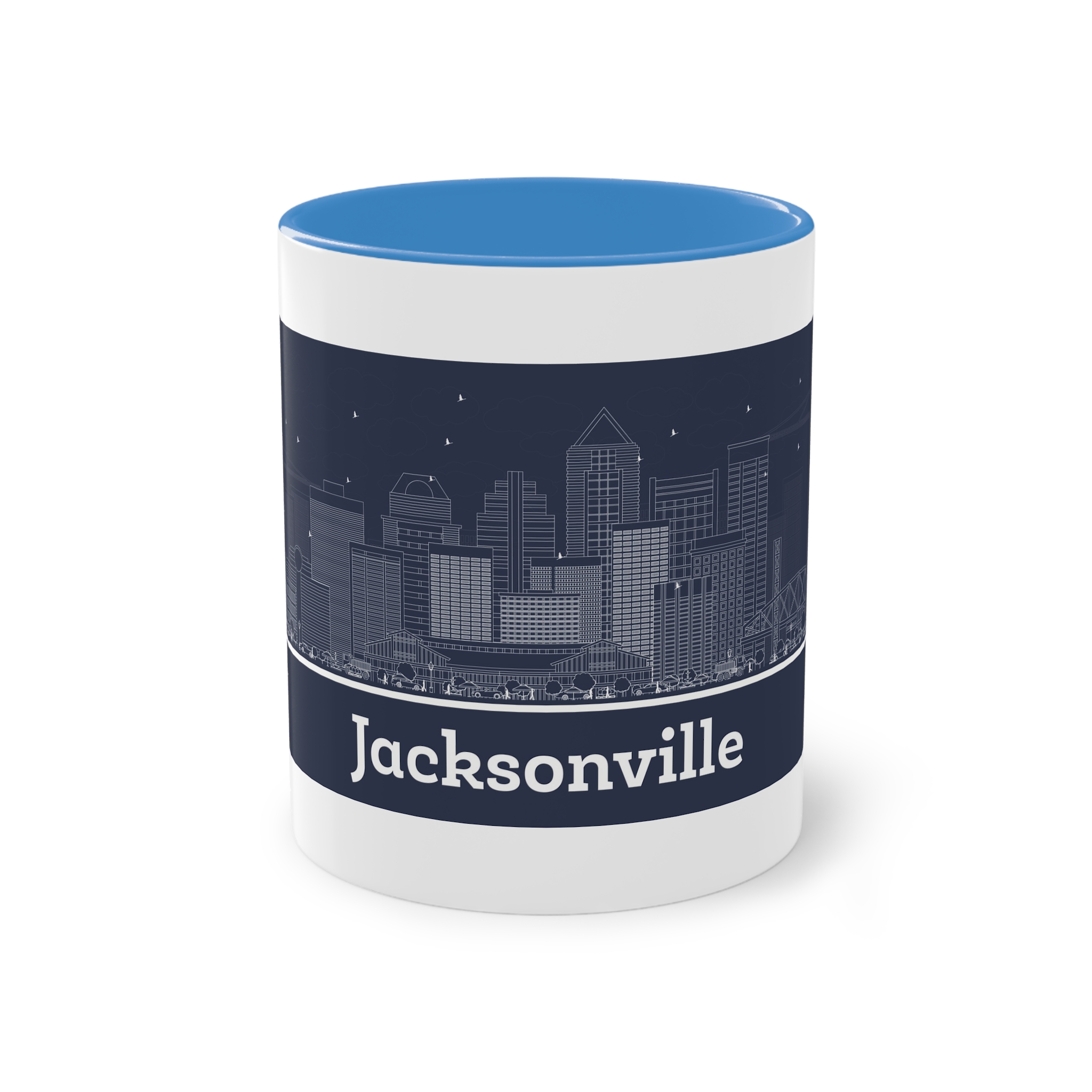 Jacksonville Outline Inverse Two Tone Coffee Mug 11oz - Image 33