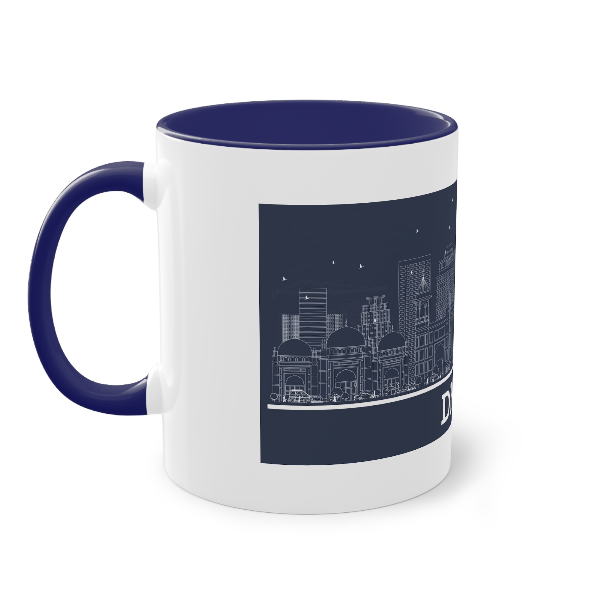 Dhaka Outline Inverse Two Tone Coffee Mug 11oz - Image 43