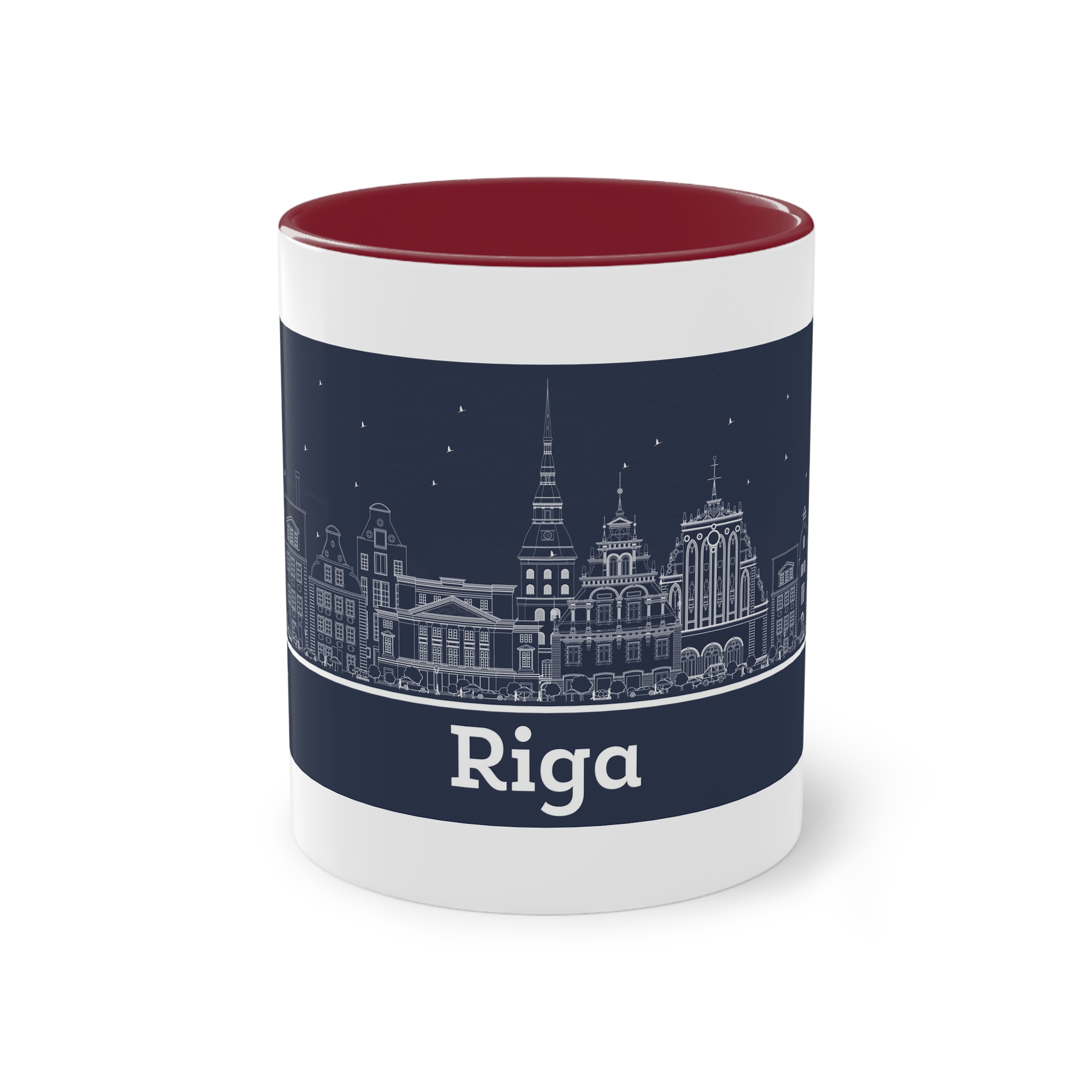 Riga Outline Inverse Two Tone Coffee Mug 11oz - Image 5