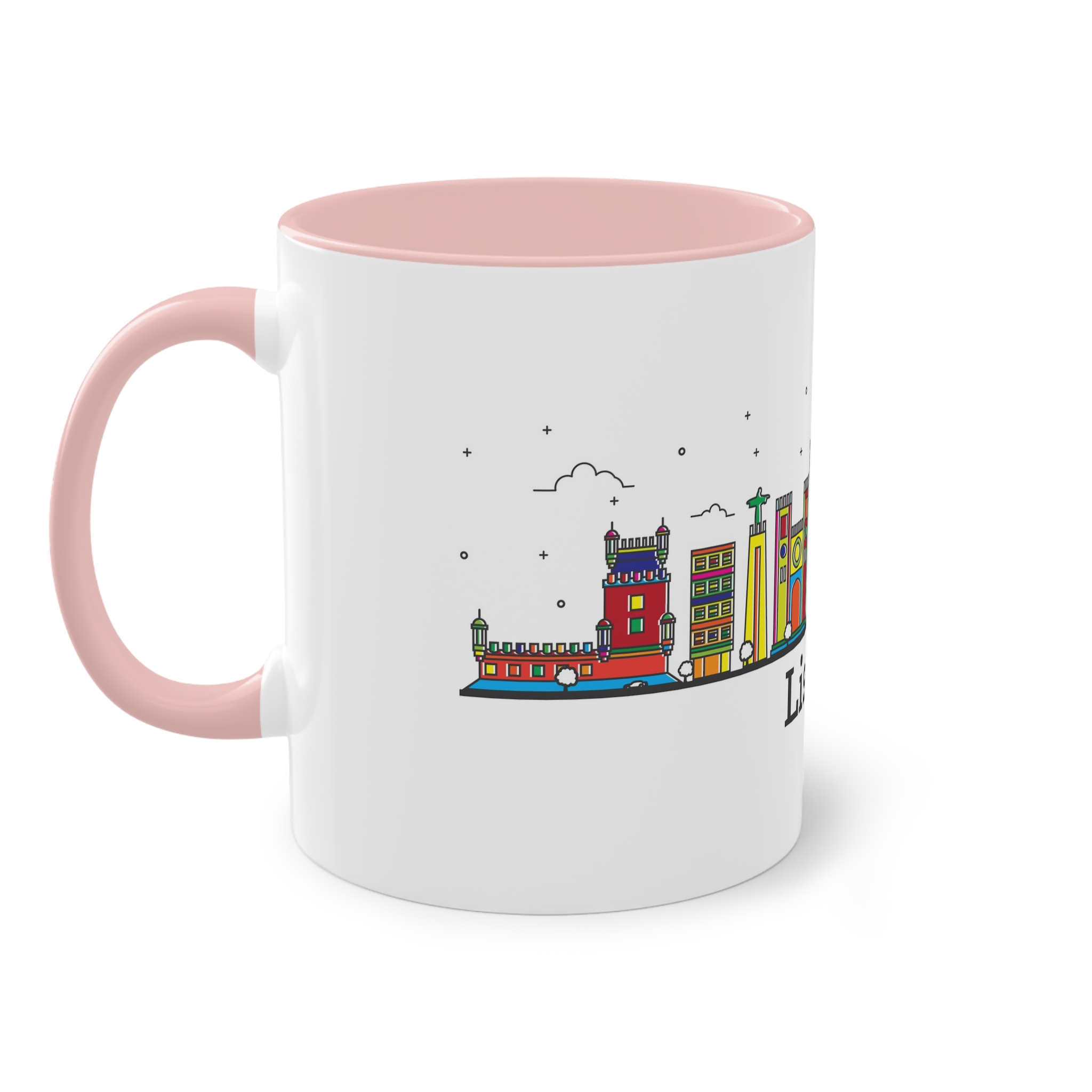 Lisbon Outline Bold Color Two Tone Coffee Mug 11oz - Image 47
