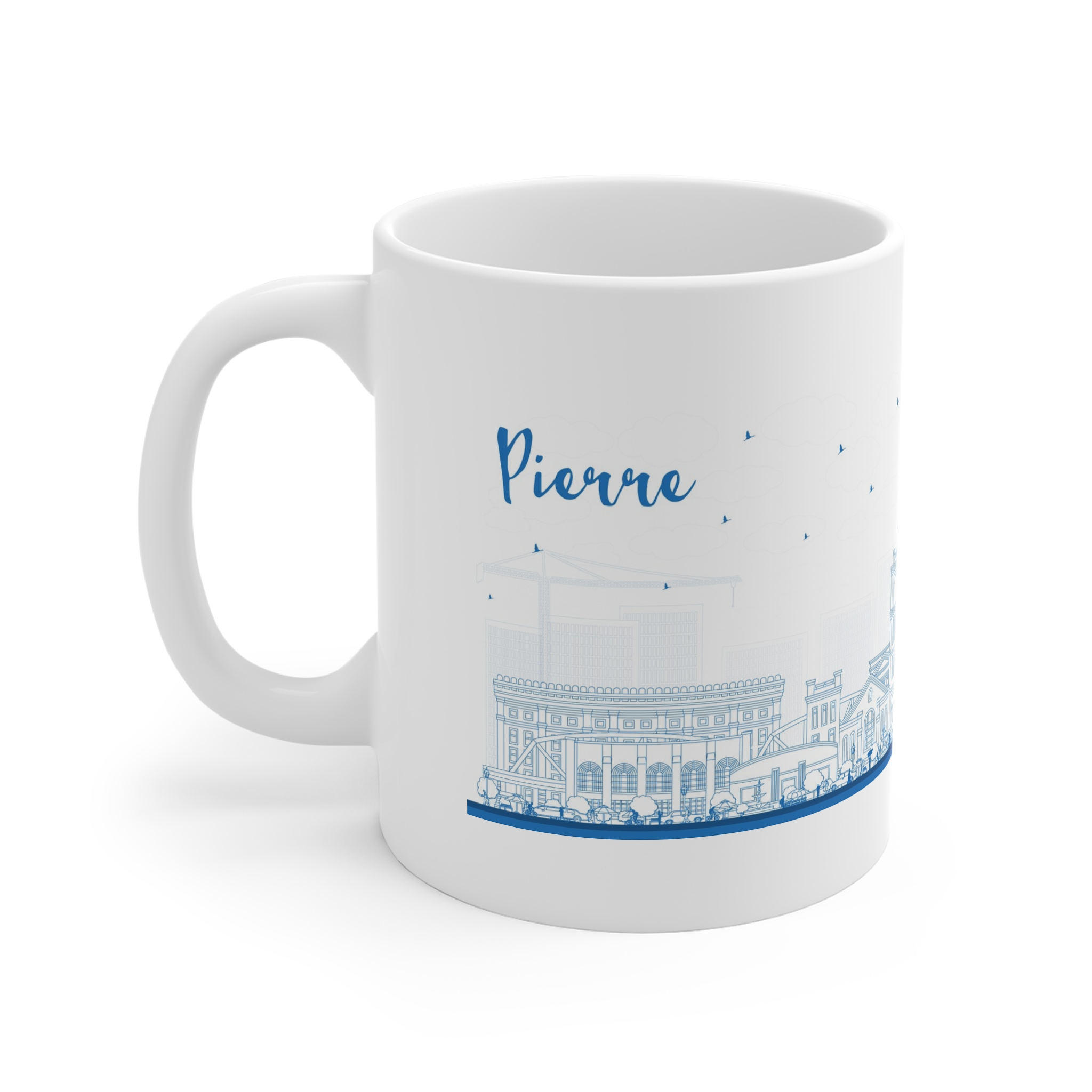 Pierre South Dakota Outline 11oz White Mug - Image 2