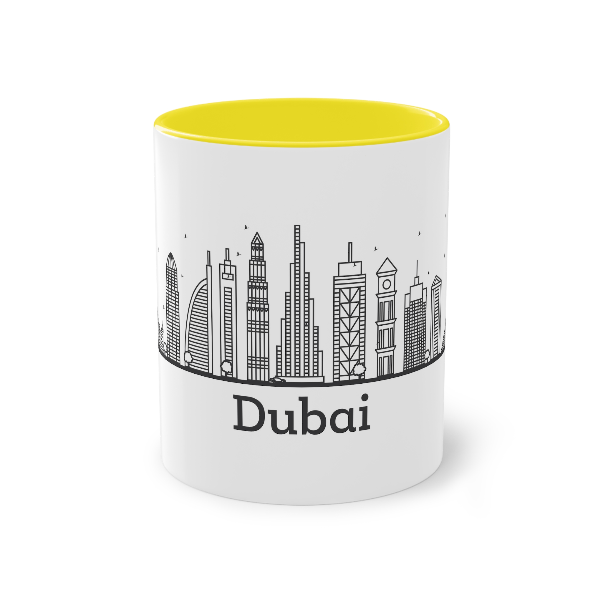 Dubai Outline Bold Two Tone Coffee Mug 11oz - Image 21