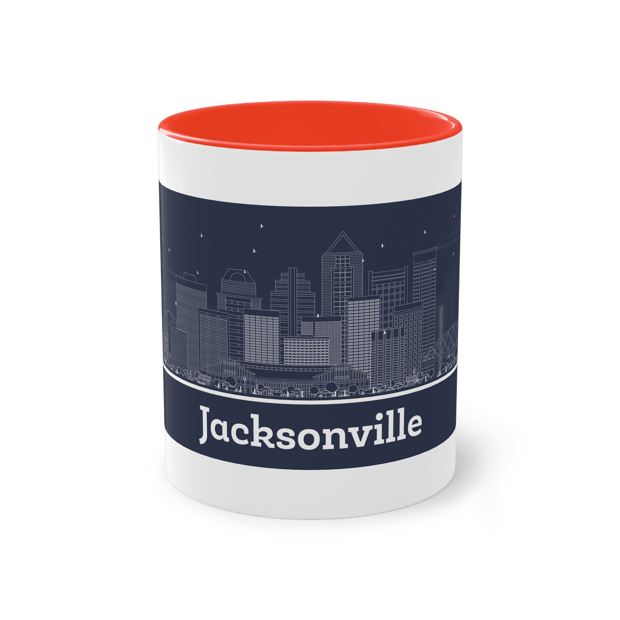Jacksonville Outline Inverse Two Tone Coffee Mug 11oz