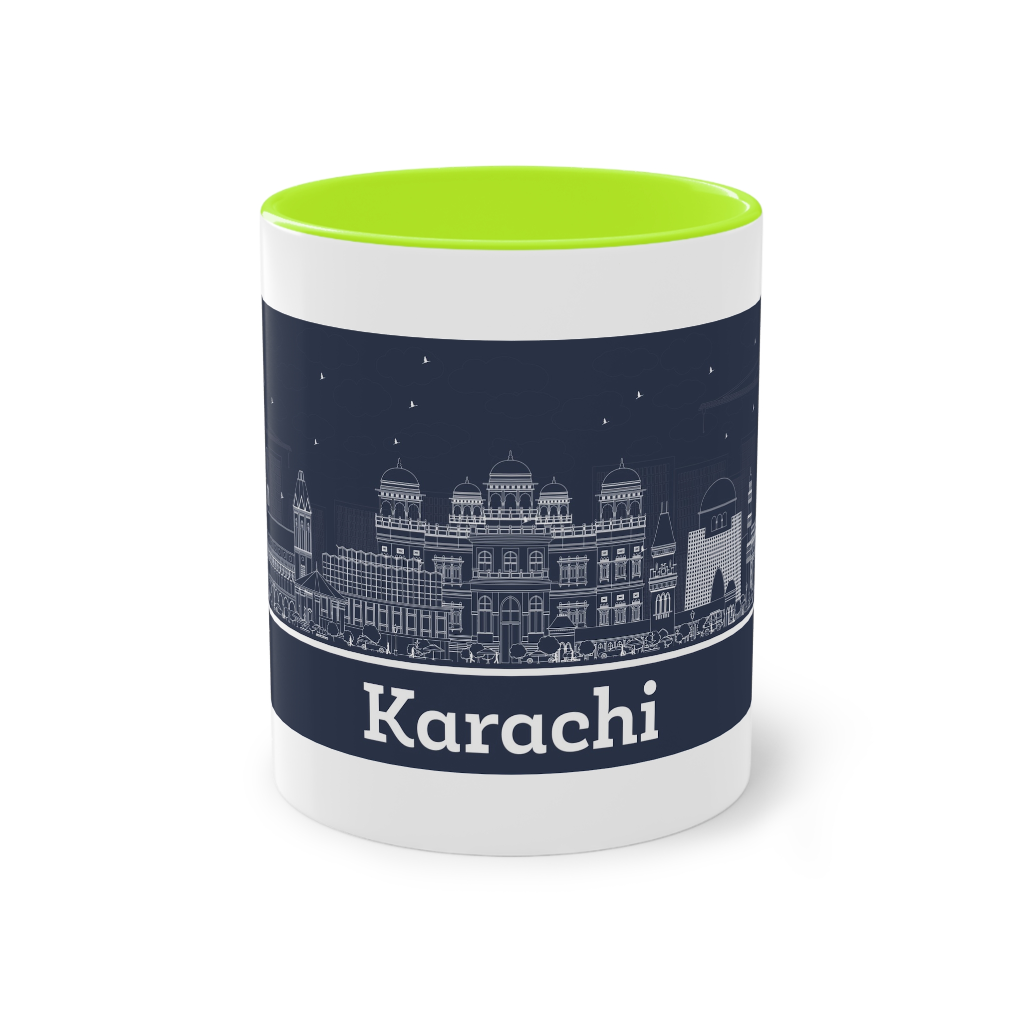 Karachi Outline Inverse Two Tone Coffee Mug 11oz - Image 25