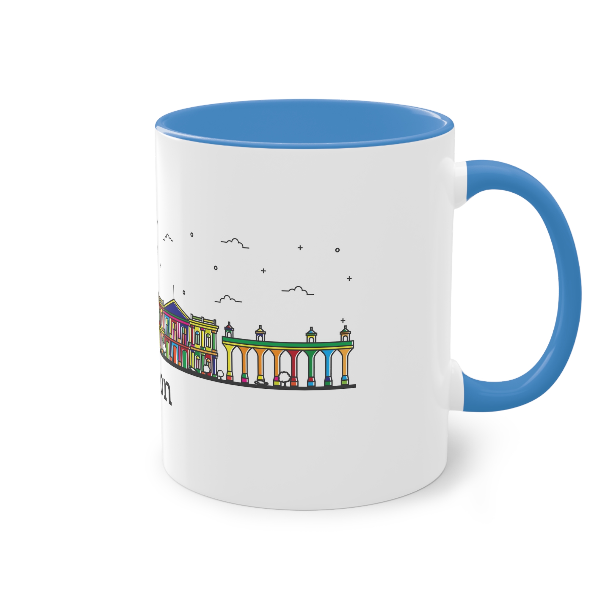 Lisbon Outline Bold Color Two Tone Coffee Mug 11oz - Image 36