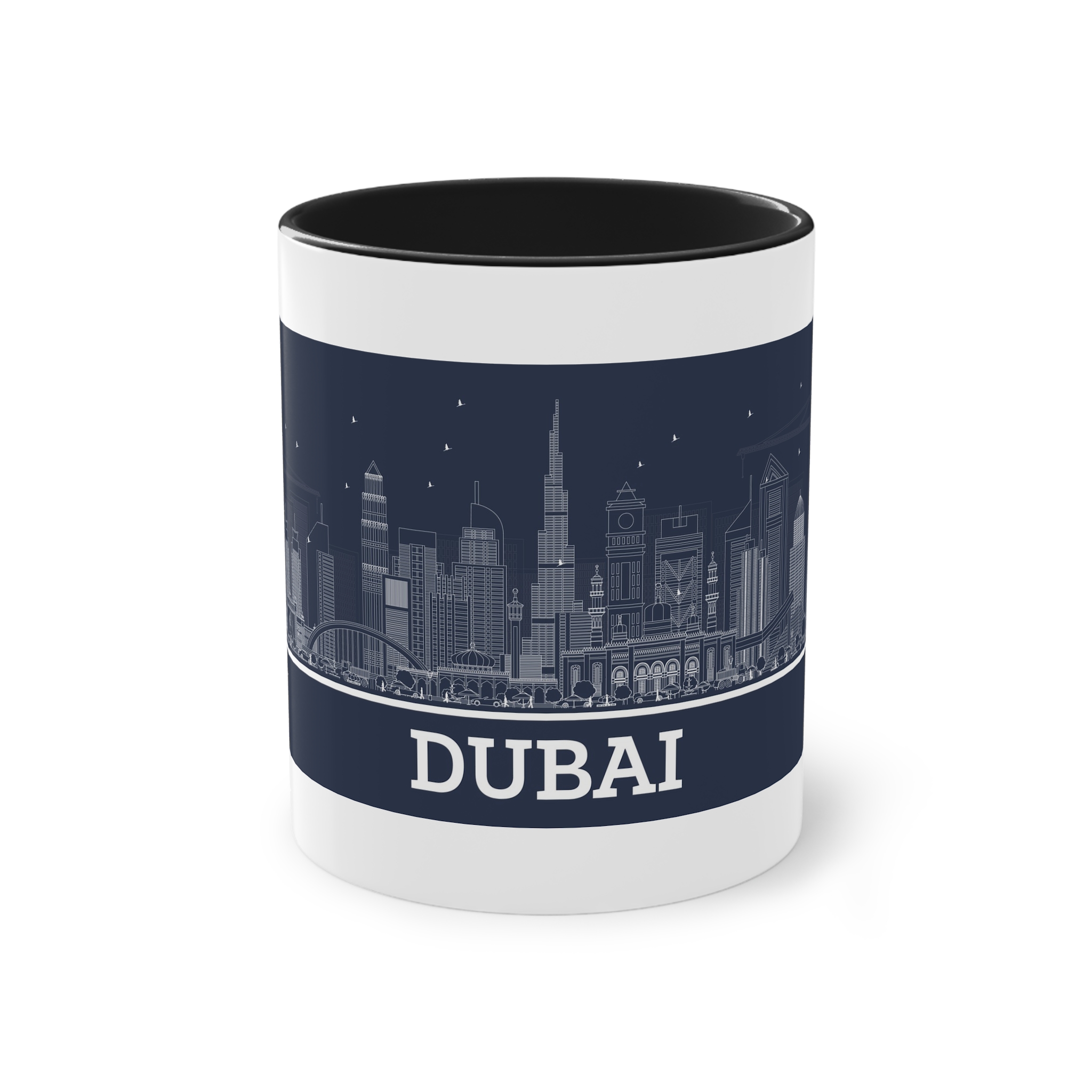Dubai New Outline Inverse Two Tone Coffee Mug 11oz - Image 9