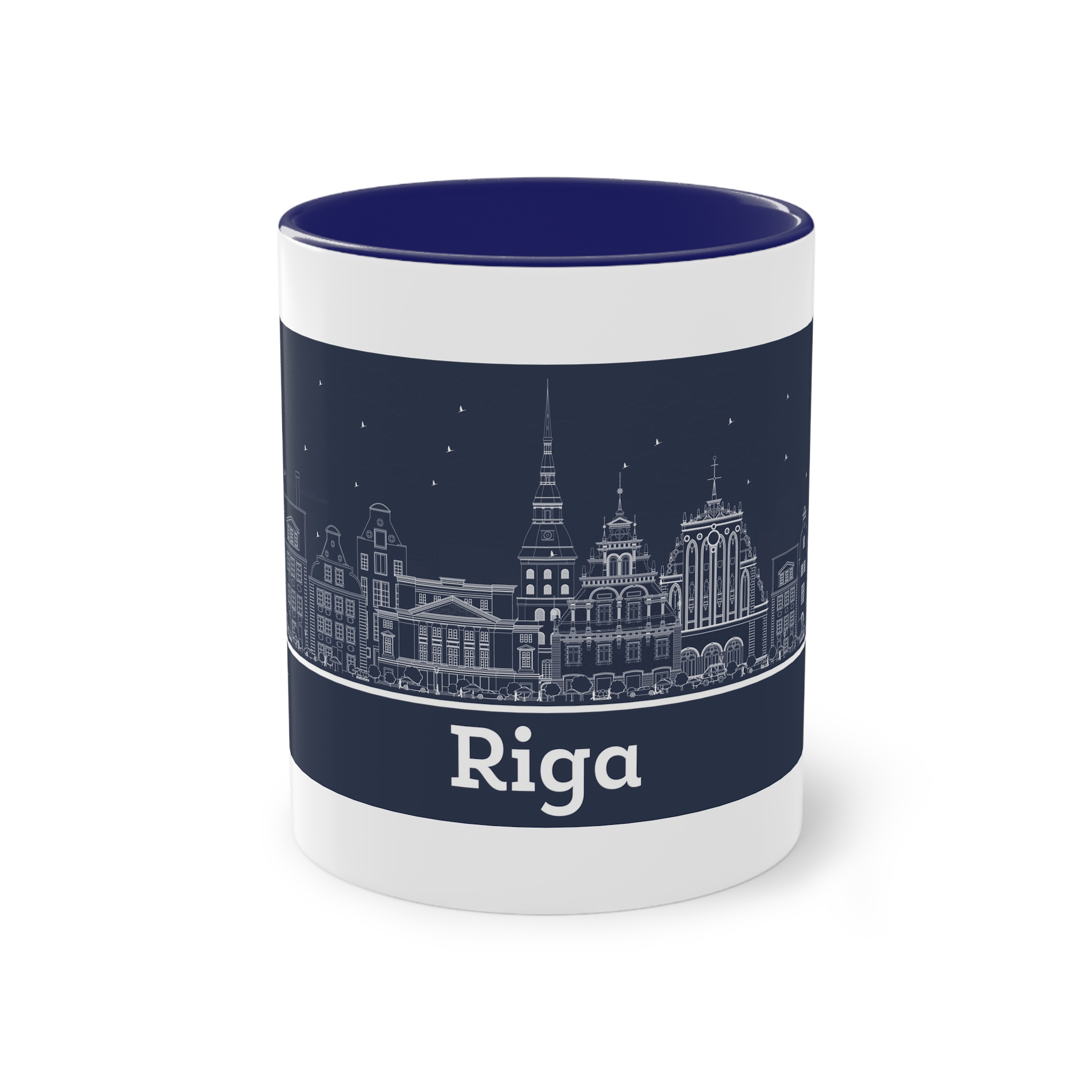 Riga Outline Inverse Two Tone Coffee Mug 11oz - Image 41