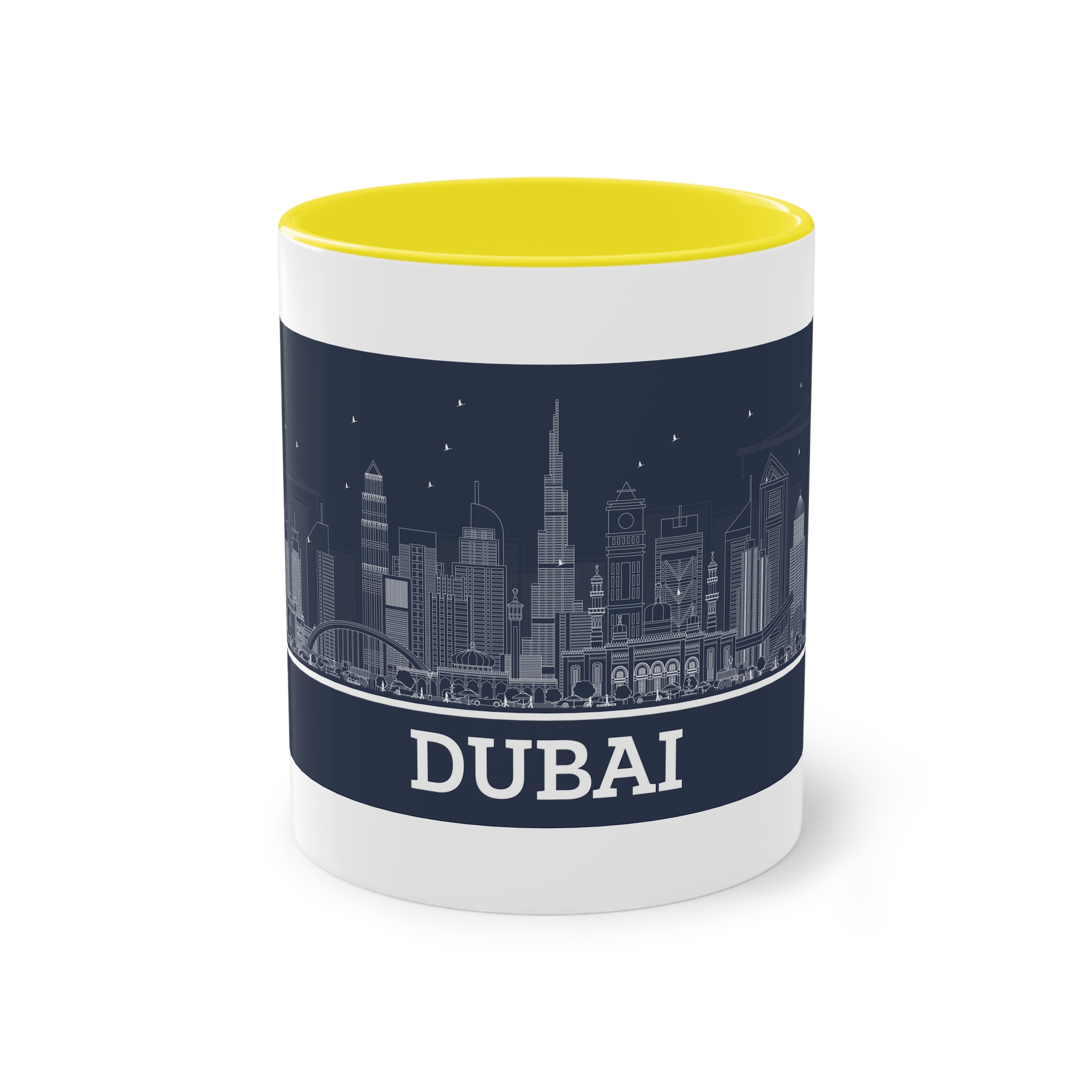 Dubai New Outline Inverse Two Tone Coffee Mug 11oz - Image 21