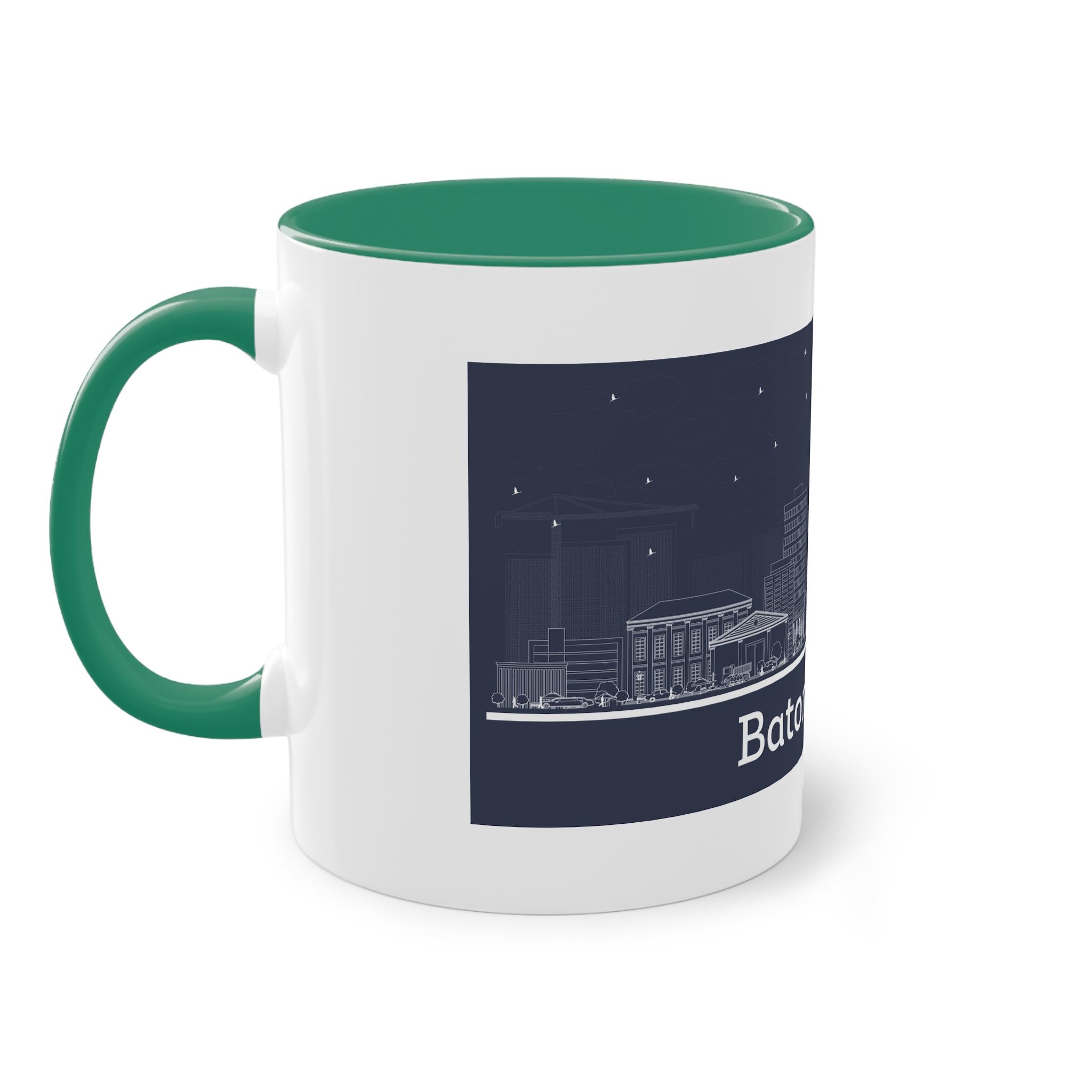 Baton Rouge Outline Inverse Two Tone Coffee Mug 11oz - Image 31