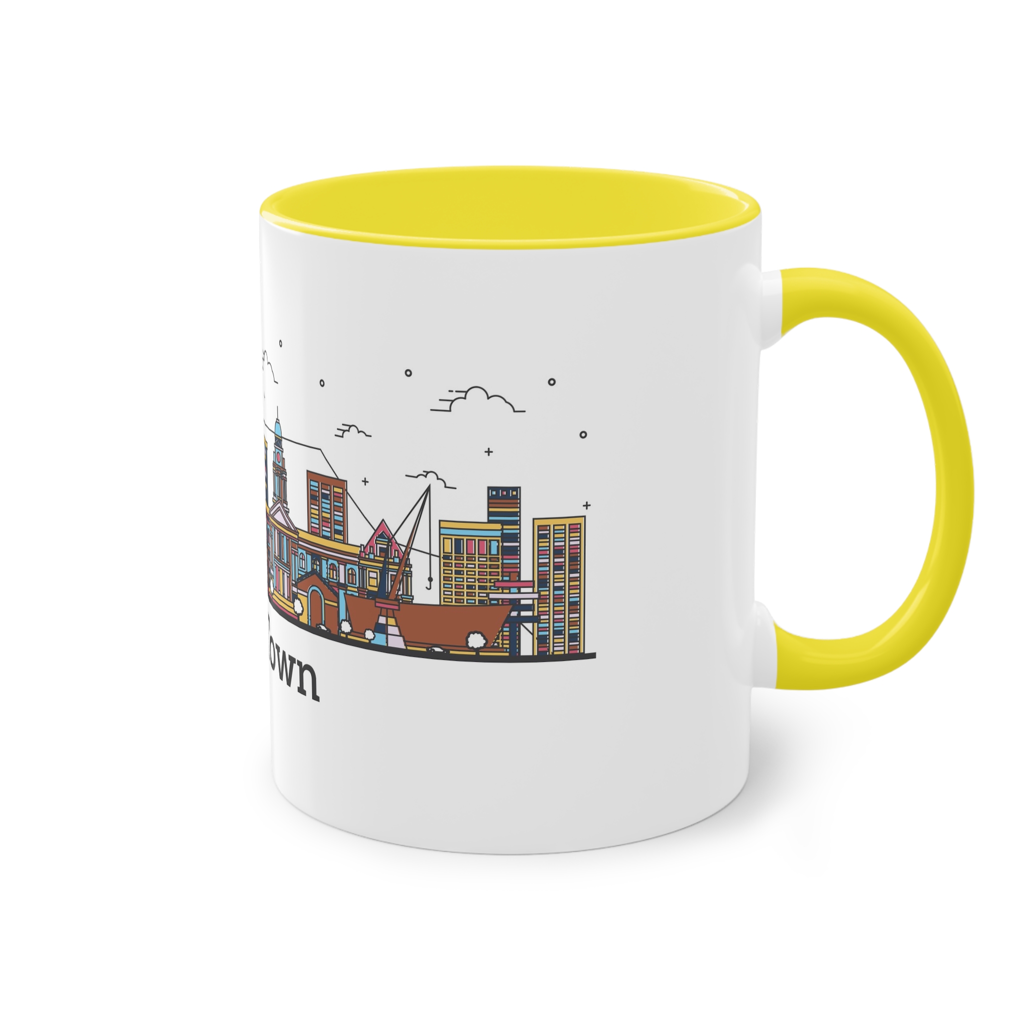 Cape Town Outline Bold Color Two Tone Coffee Mug 11oz - Image 24