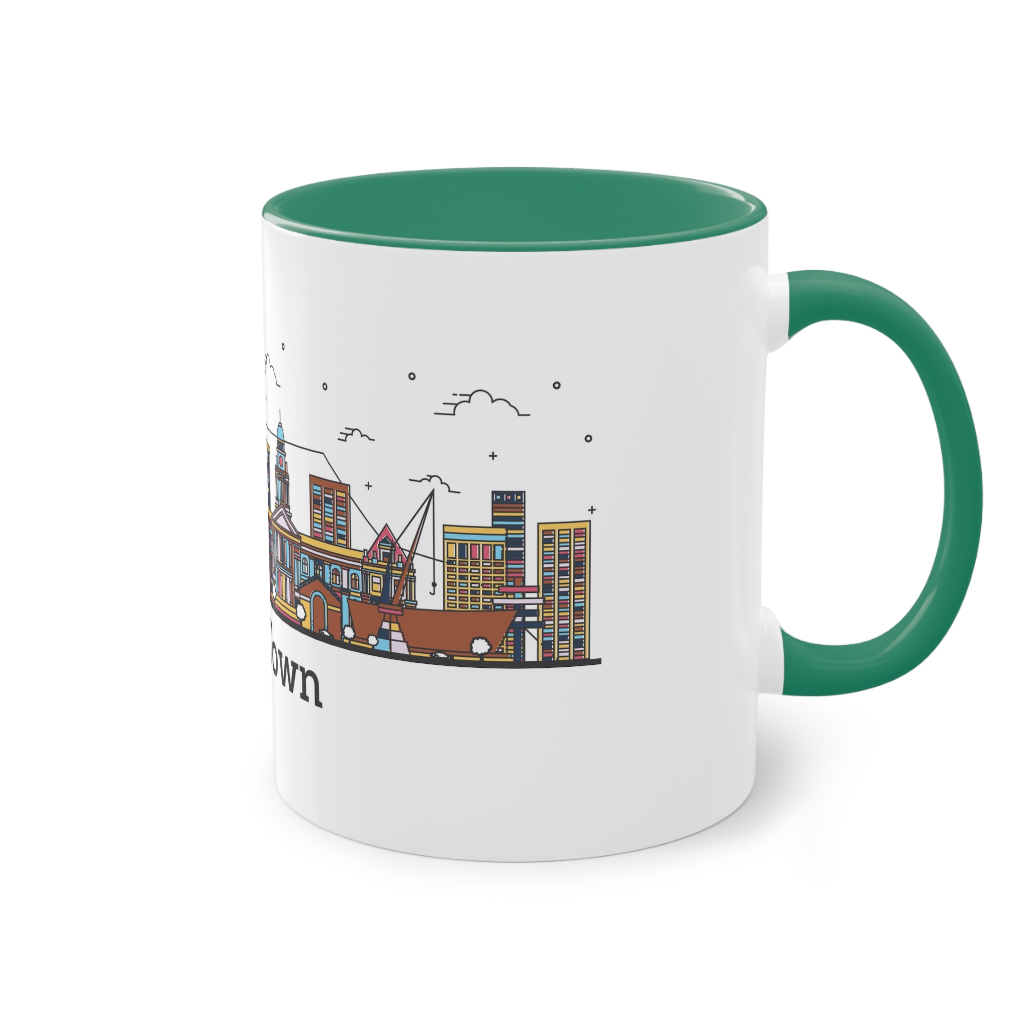Cape Town Outline Bold Color Two Tone Coffee Mug 11oz - Image 32