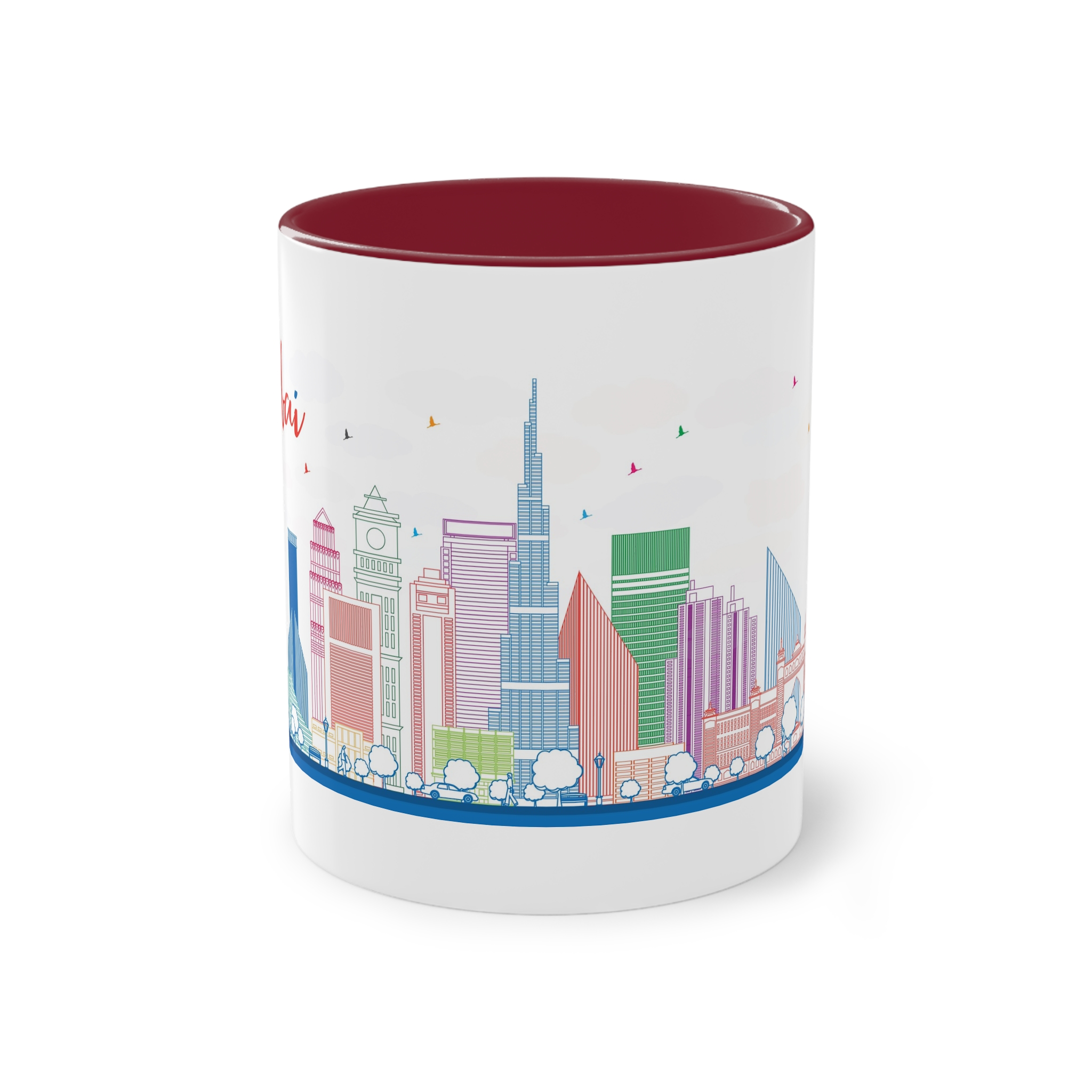 Dubai Outline Color Two Tone Coffee Mug 11oz - Image 5