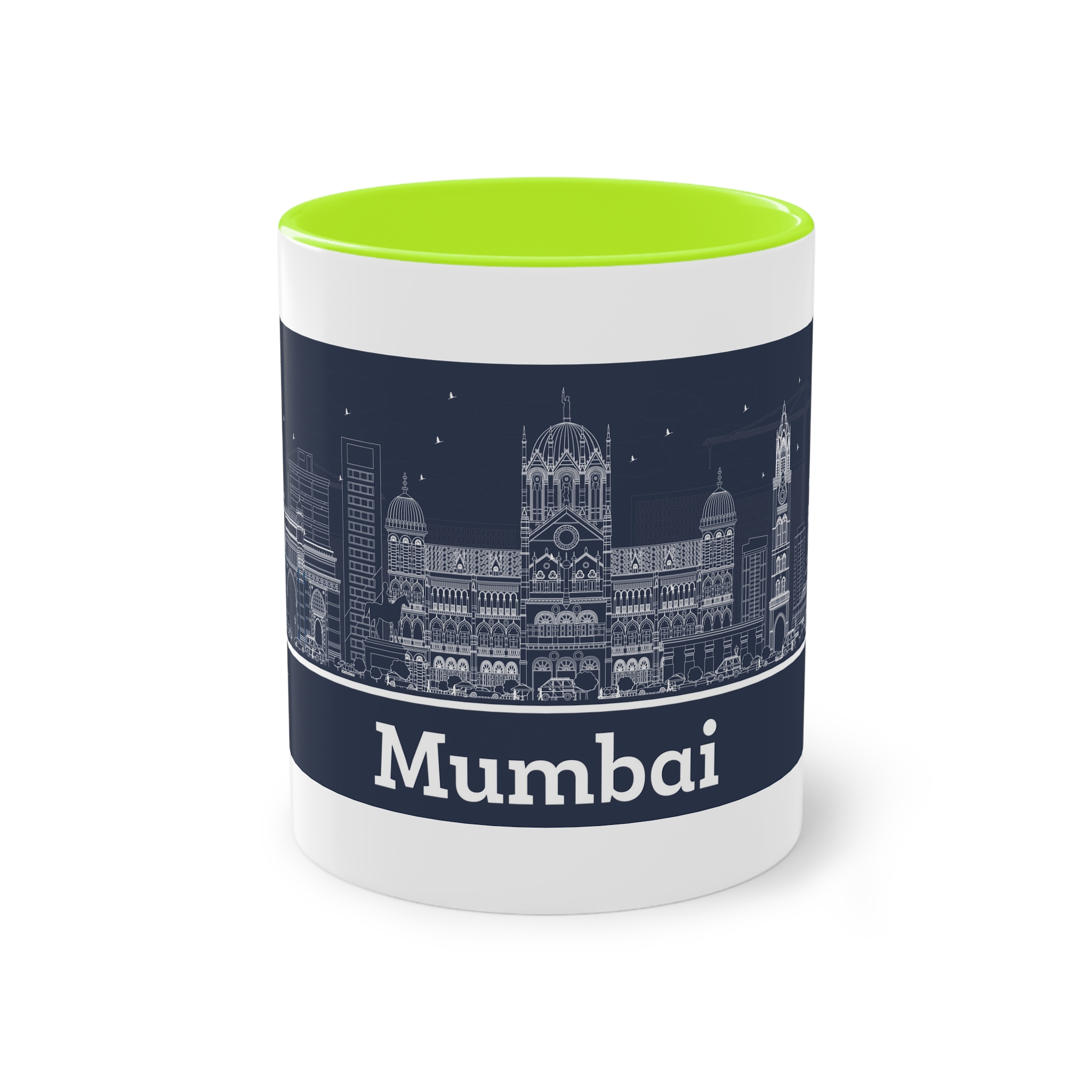 Mumbai Outline Inverse Two Tone Coffee Mug 11oz - Image 25