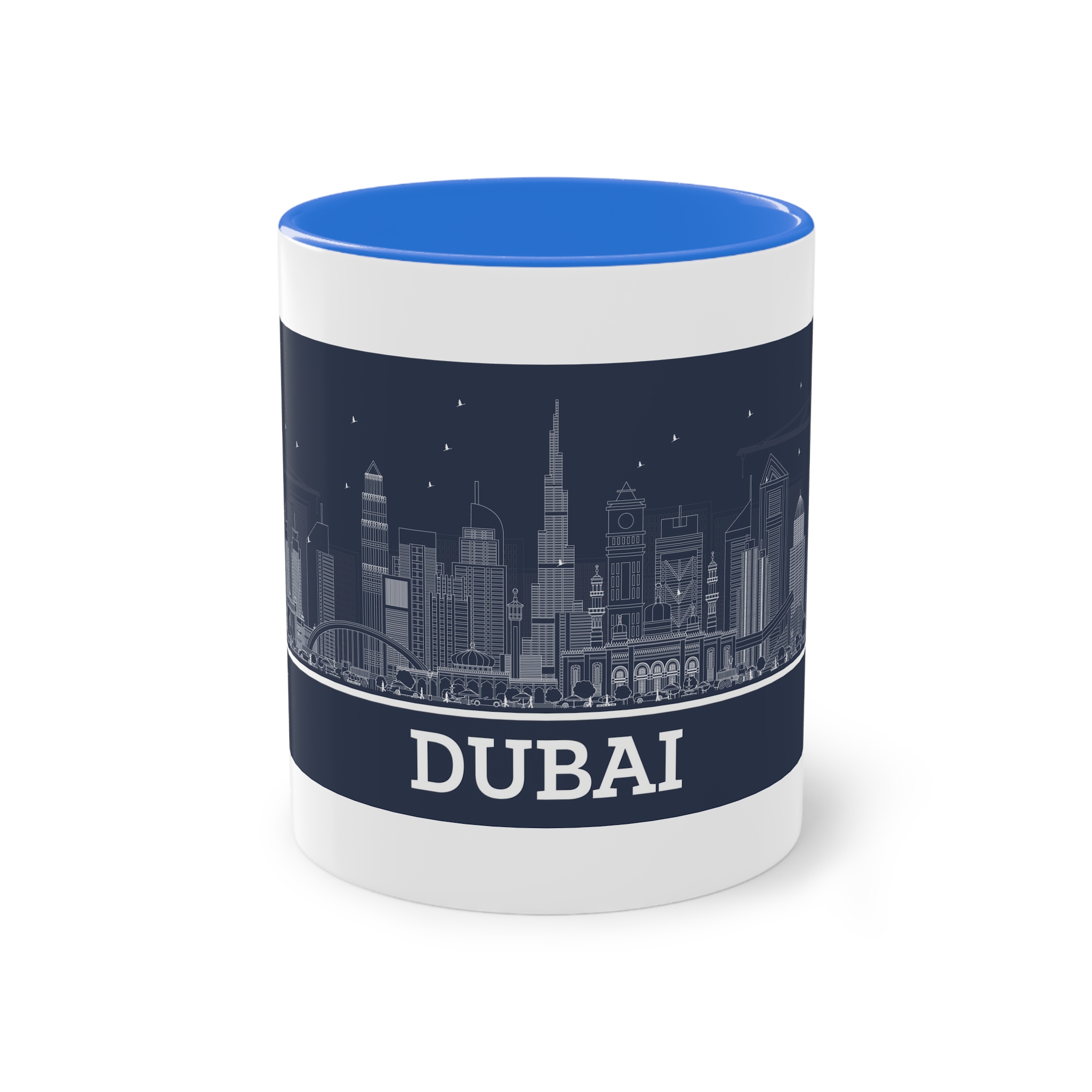 Dubai New Outline Inverse Two Tone Coffee Mug 11oz - Image 37