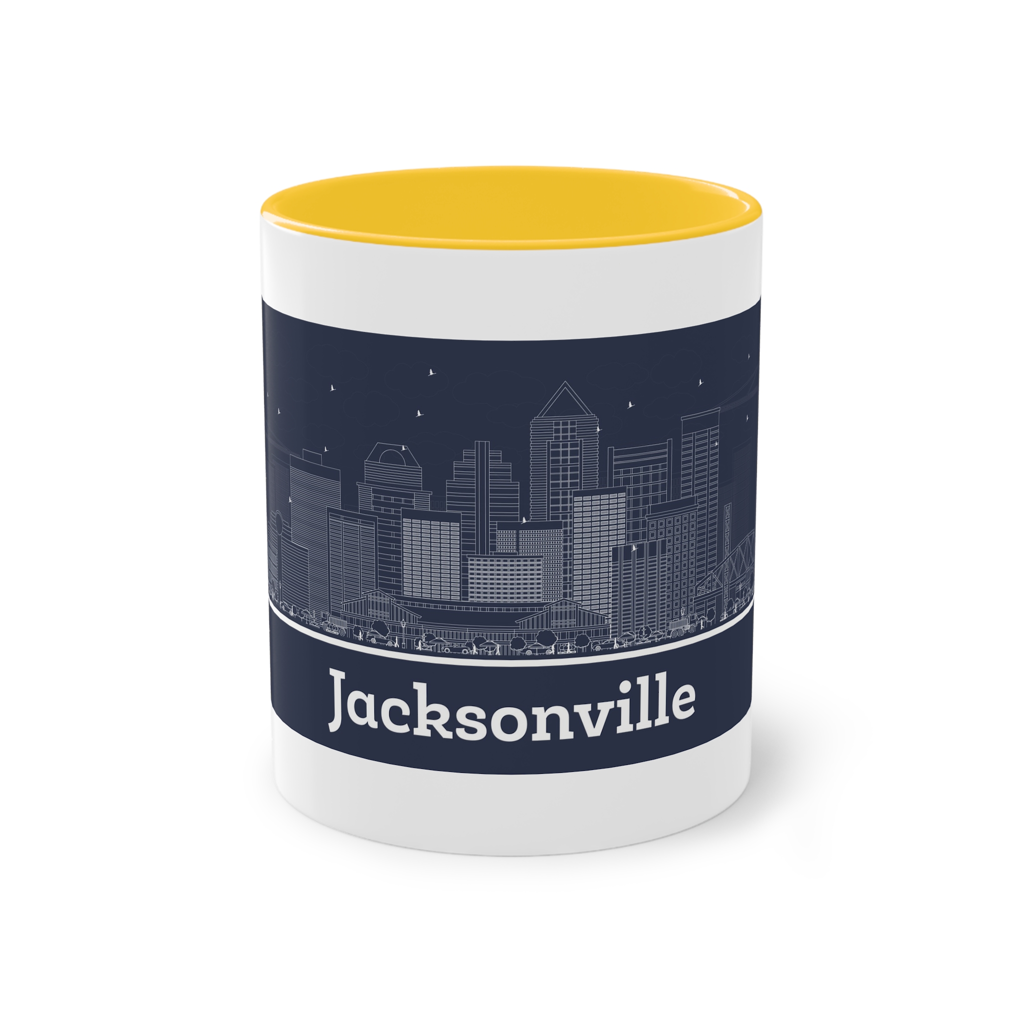 Jacksonville Outline Inverse Two Tone Coffee Mug 11oz - Image 17