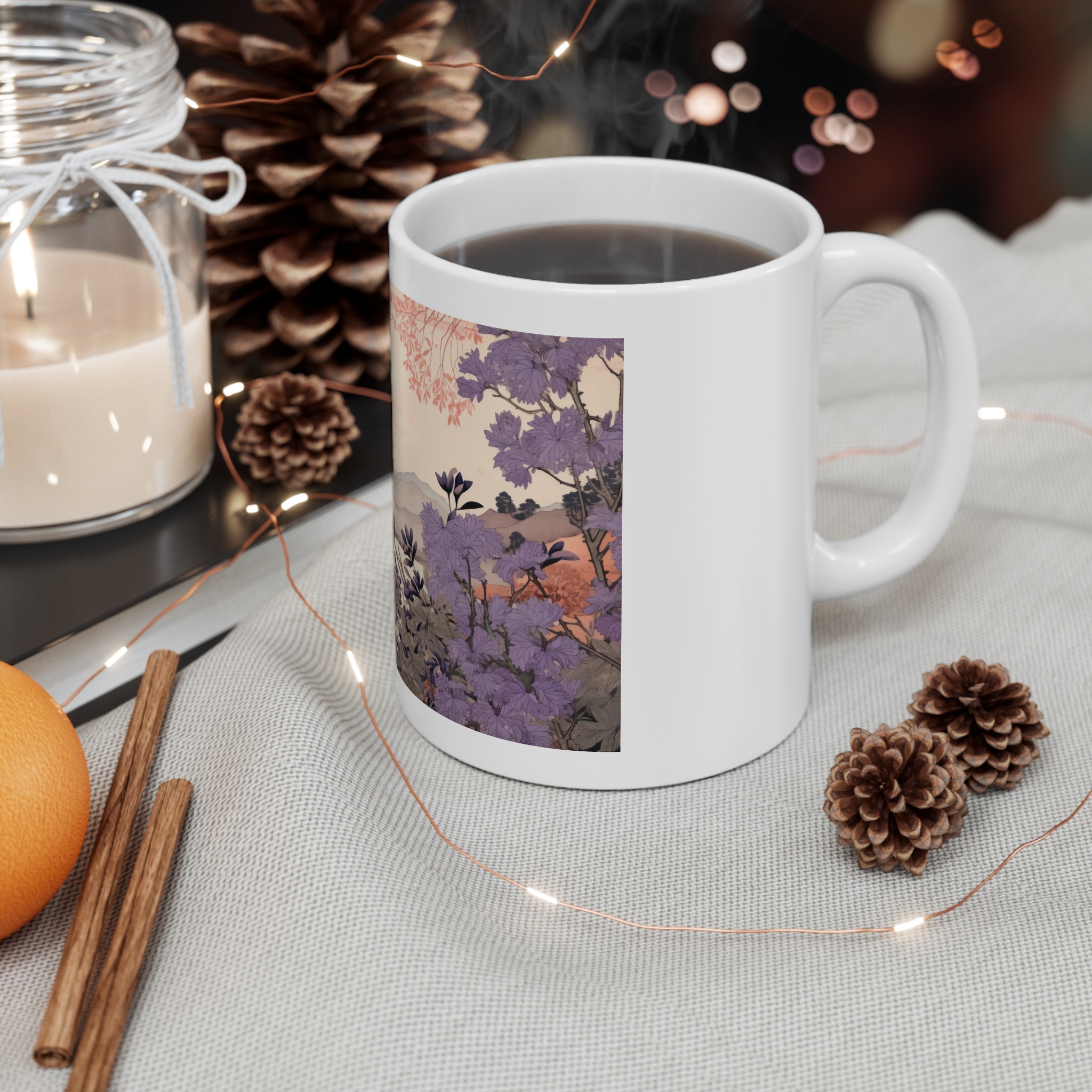 Serene Japanese Landscape Painting 11oz White Mug - Image 4