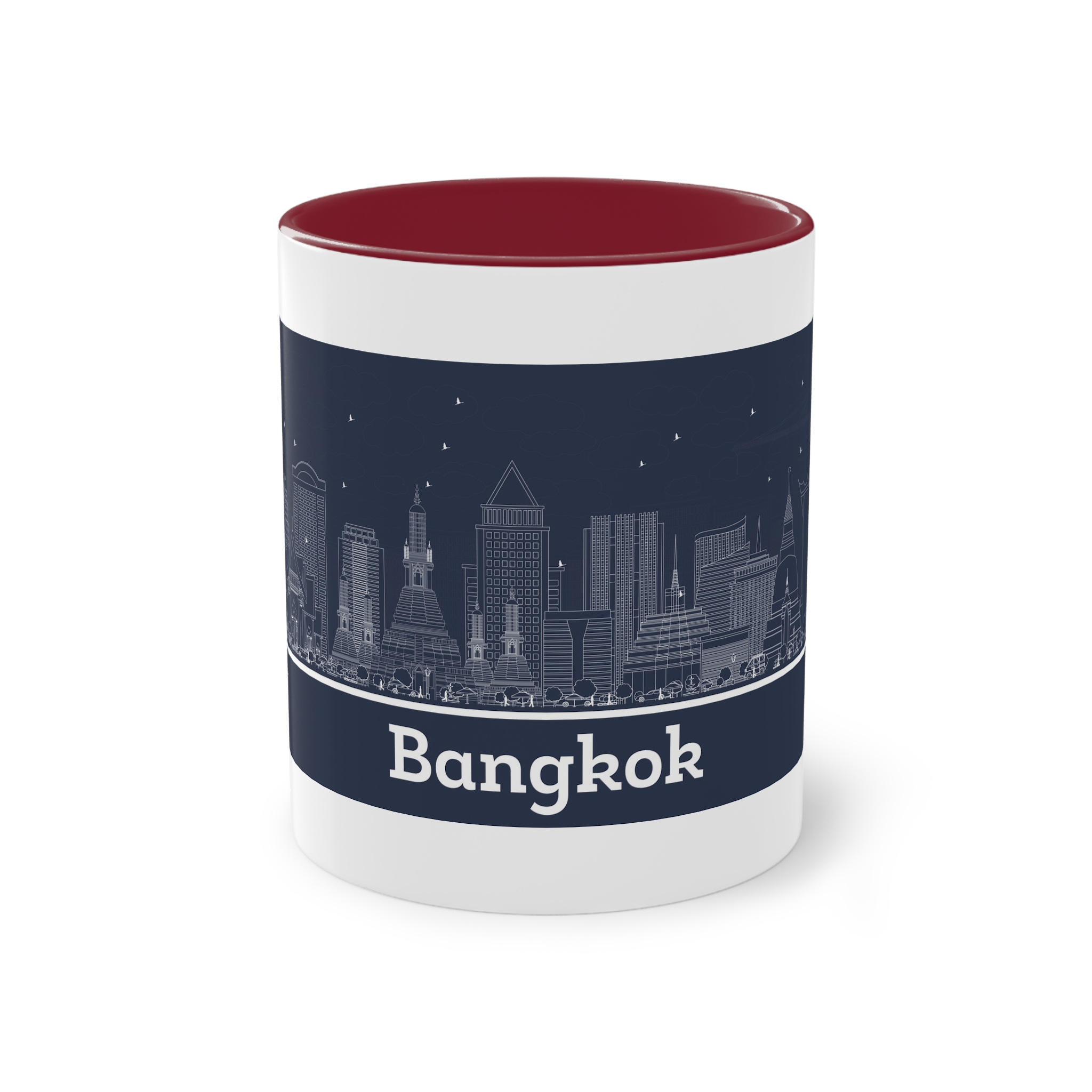 Bangkok Outline Inverse Two Tone Coffee Mug 11oz - Image 5