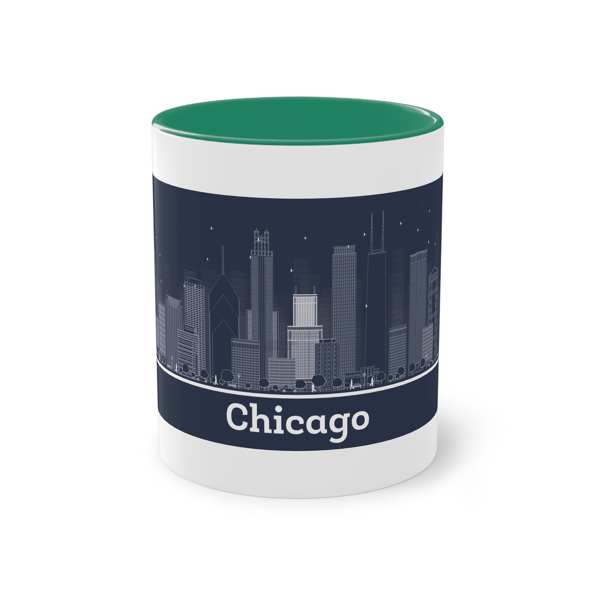 Chicago Outline Inverse Two Tone Coffee Mug 11oz - Image 29