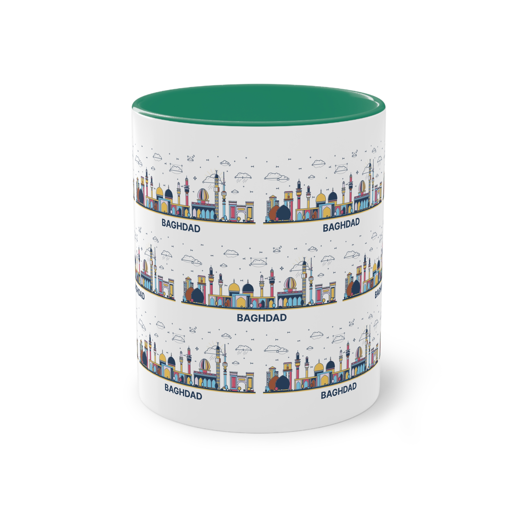 Baghdad Outline Bold Color Two Tone Coffee Mug 11oz - Image 29