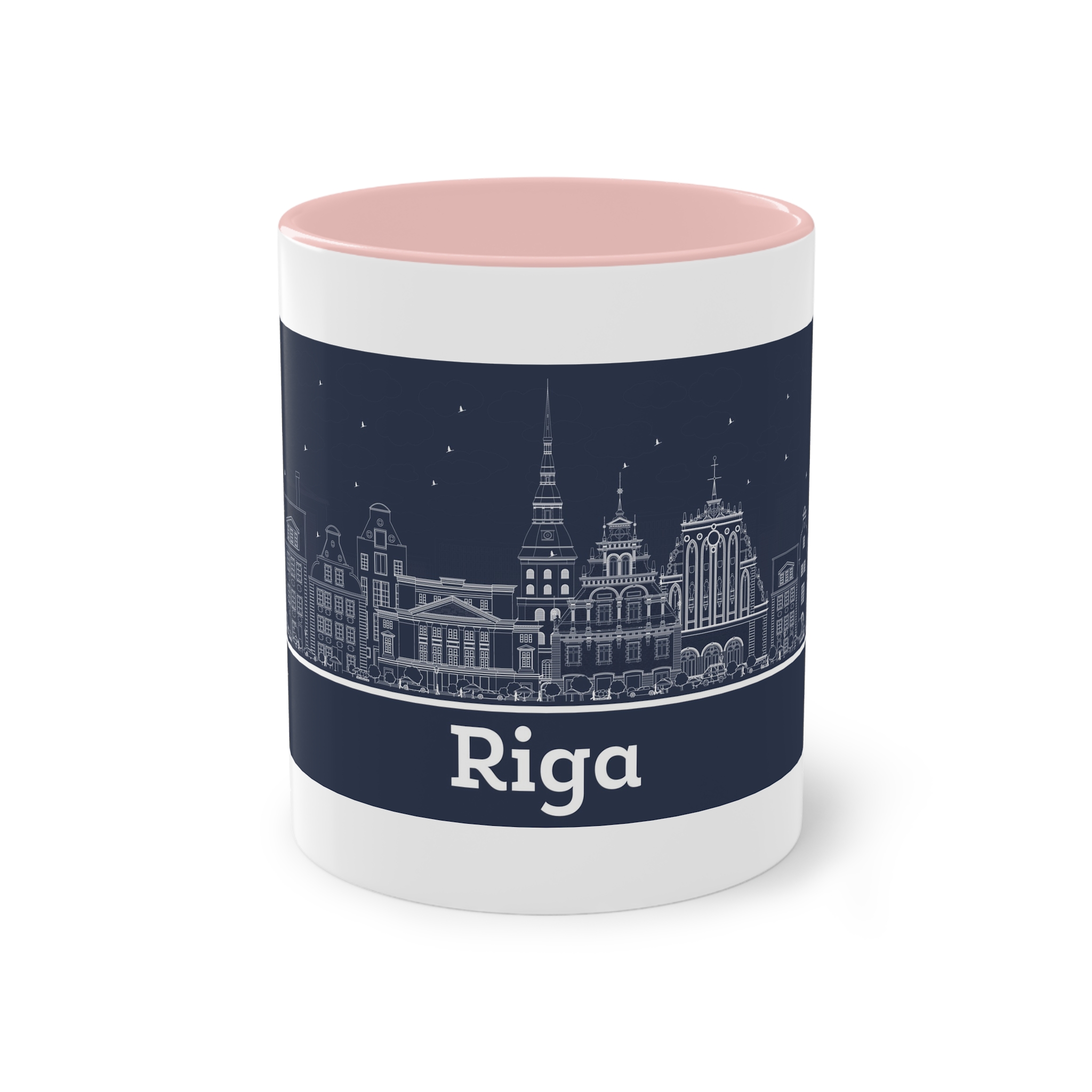 Riga Outline Inverse Two Tone Coffee Mug 11oz - Image 45