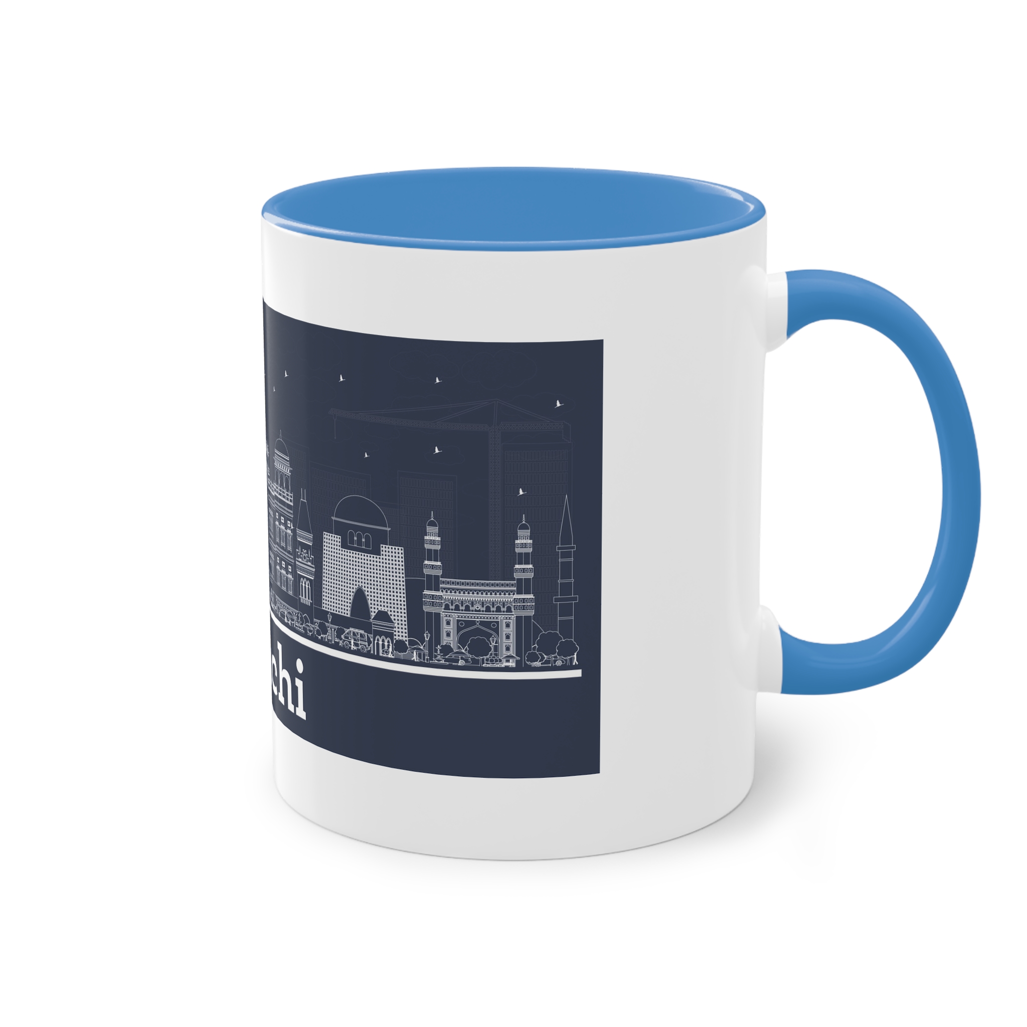 Karachi Outline Inverse Two Tone Coffee Mug 11oz - Image 36