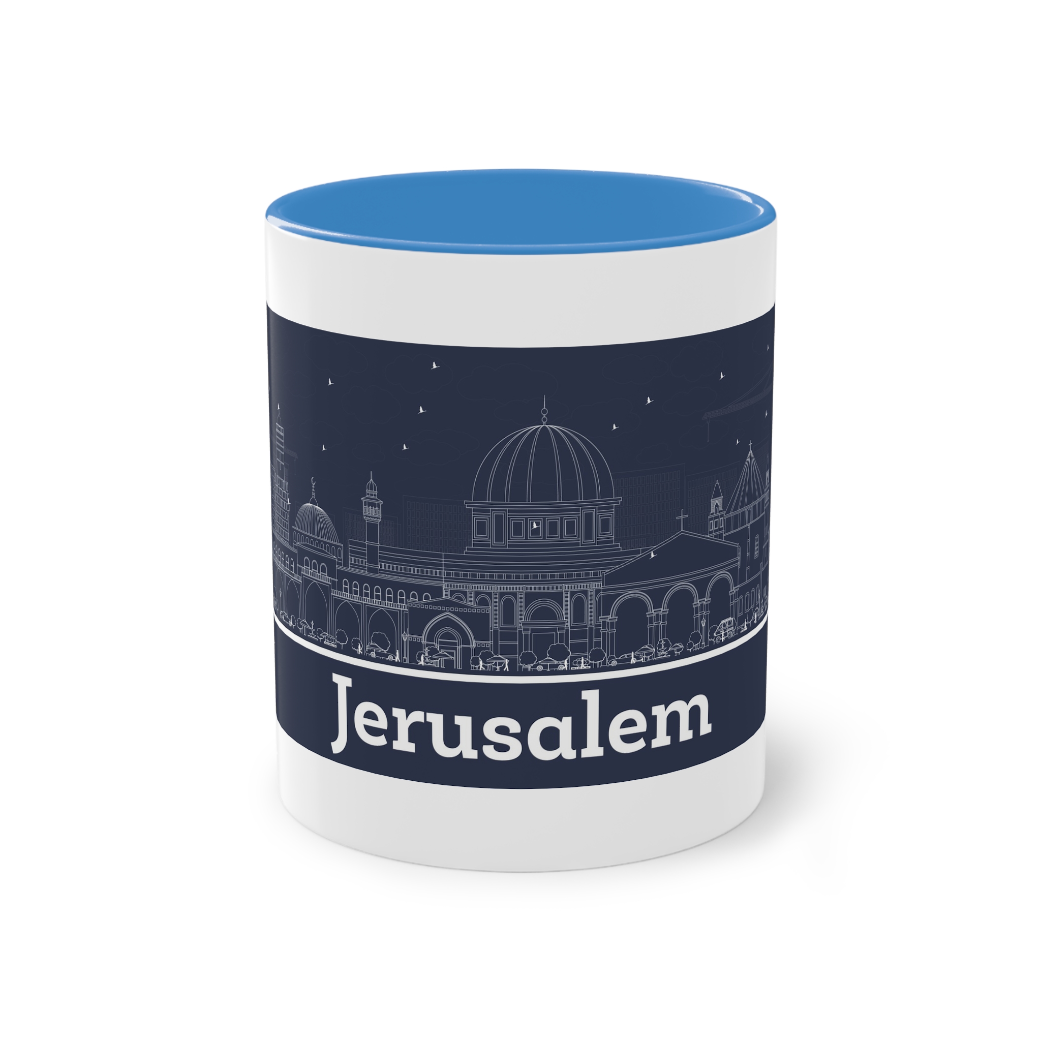 Jerusalem Outline Inverse Two Tone Coffee Mug 11oz - Image 33