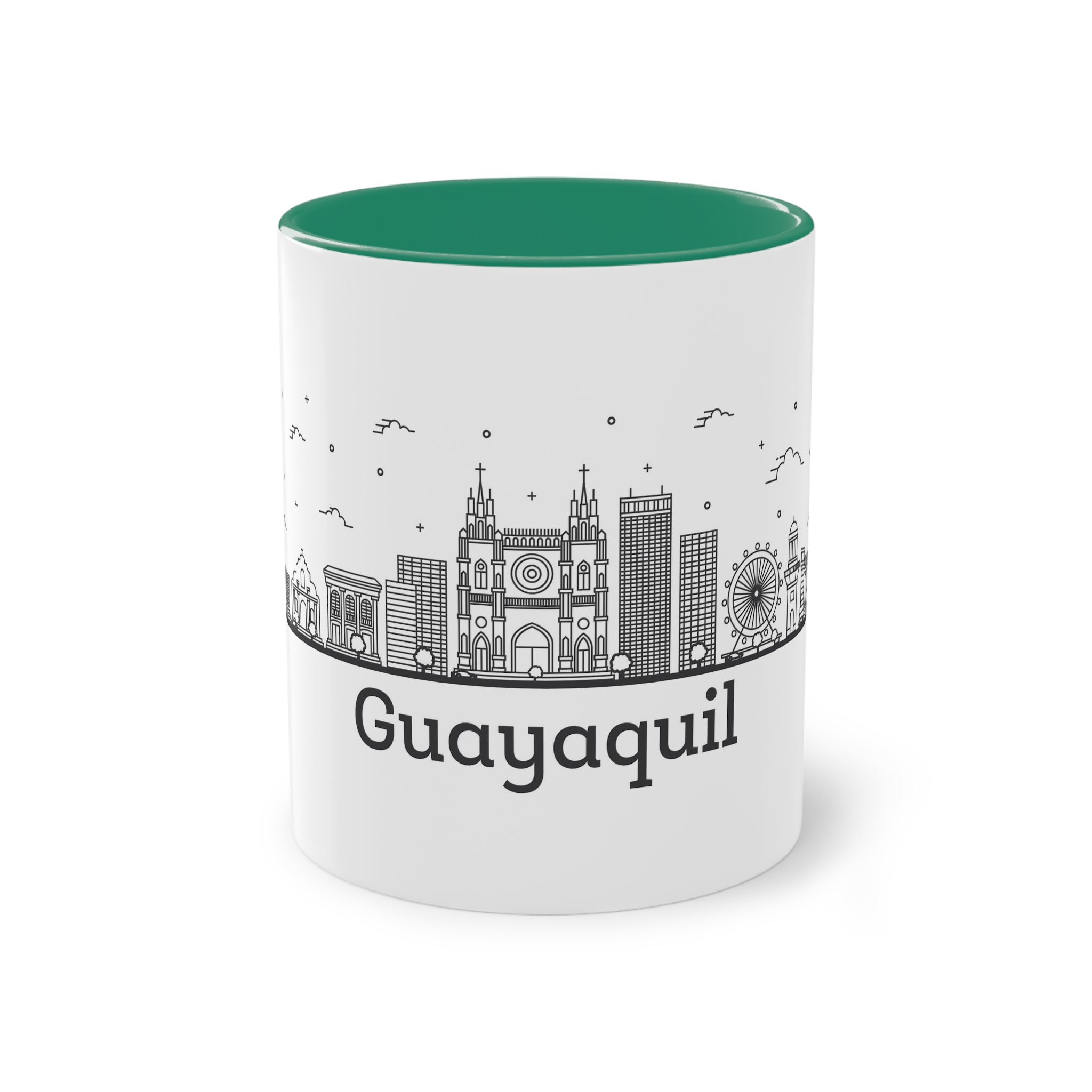 Guayaquil Outline Bold Two Tone Coffee Mug 11oz - Image 29