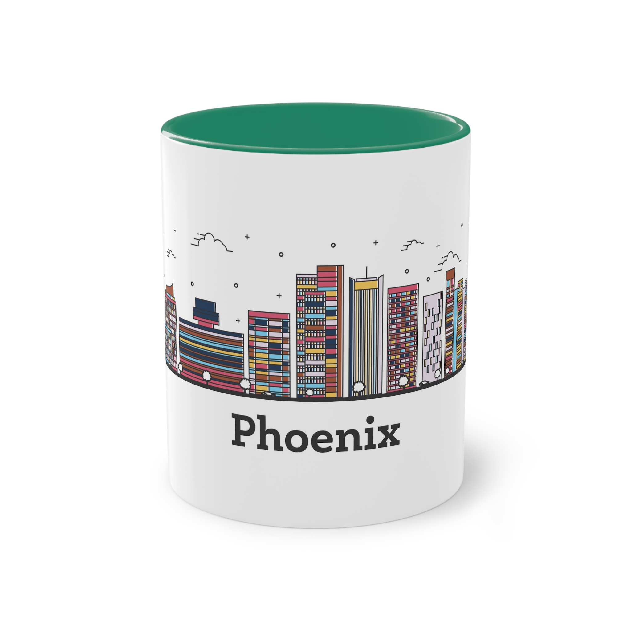 Phoenix Outline Bold Color Two Tone Coffee Mug 11oz - Image 29