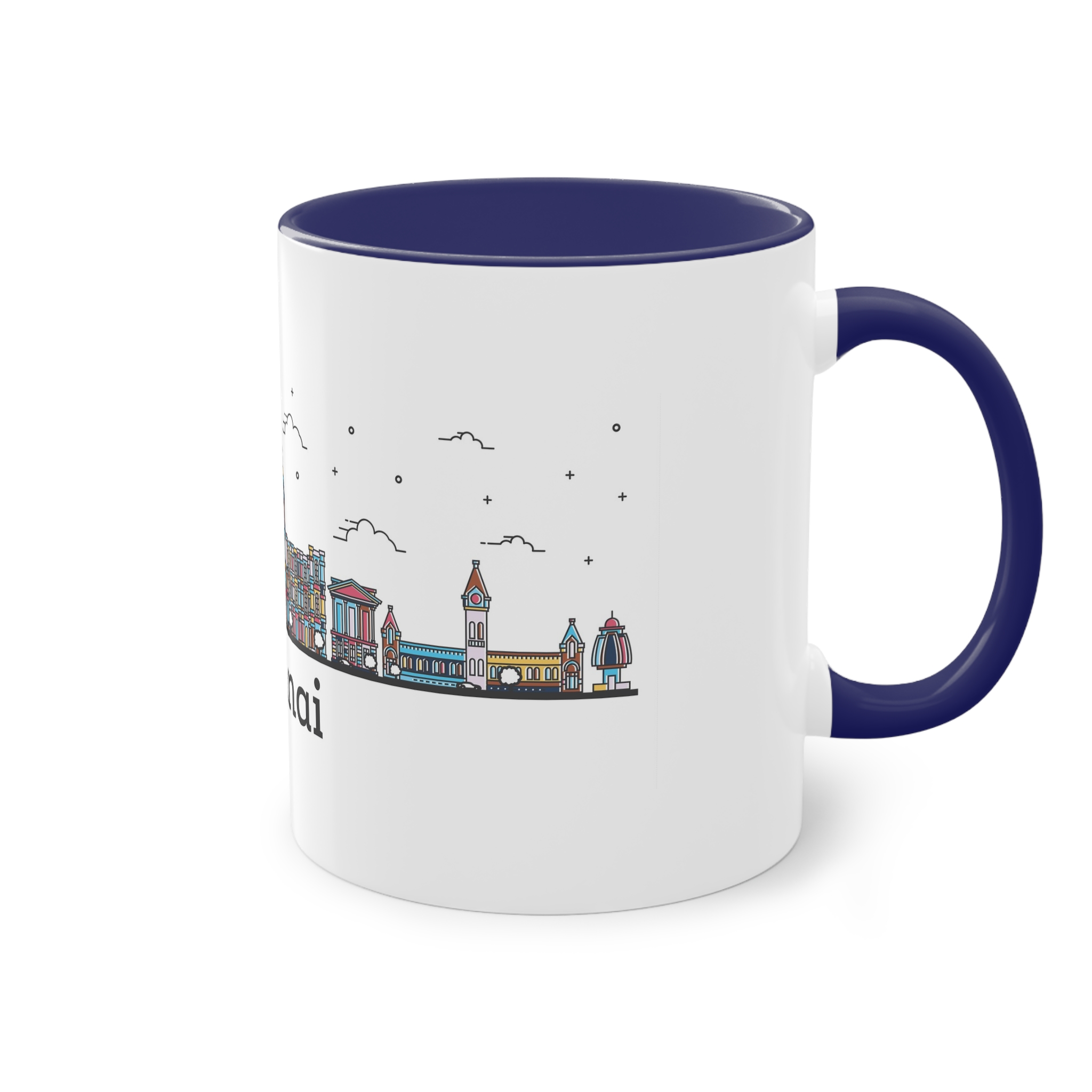 Chennai Outline Bold Color Two Tone Coffee Mug 11oz - Image 44