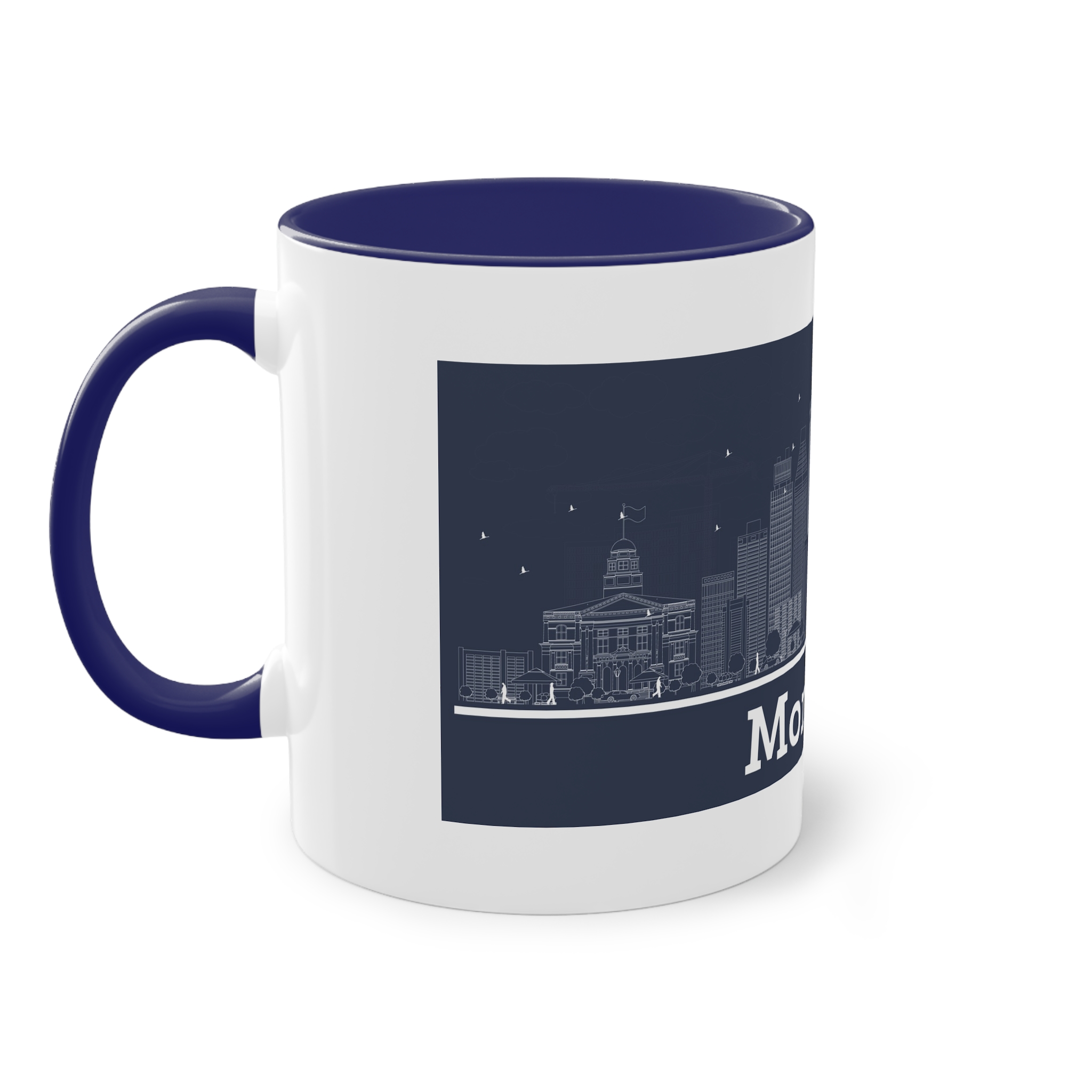 Montreal Outline Inverse Two Tone Coffee Mug 11oz - Image 43