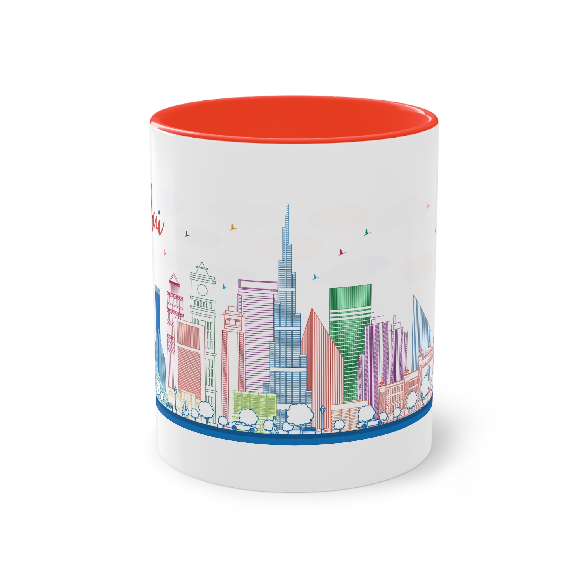 Dubai Outline Color Two Tone Coffee Mug 11oz