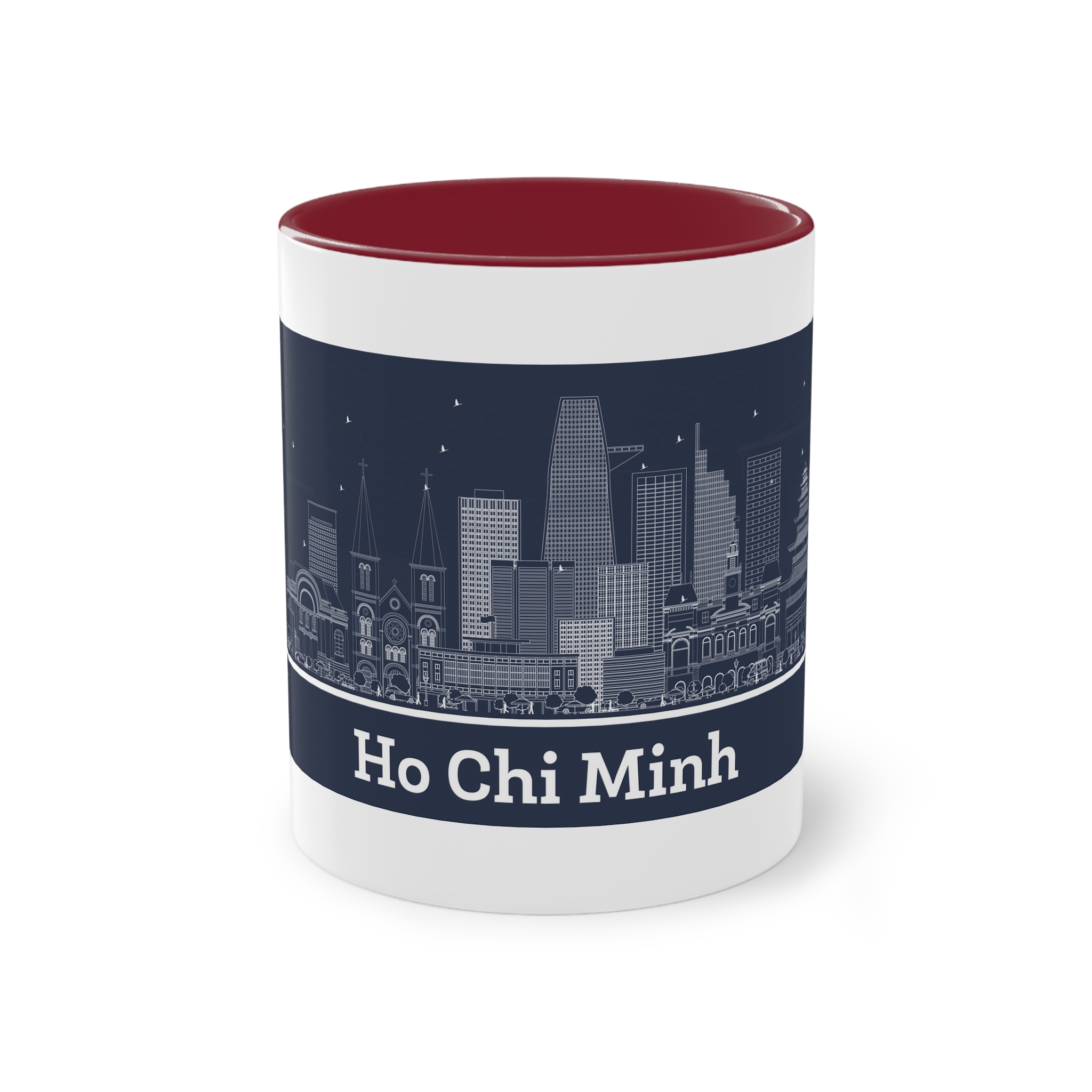 Ho Chi Minh Outline Inverse Two Tone Coffee Mug 11oz - Image 5