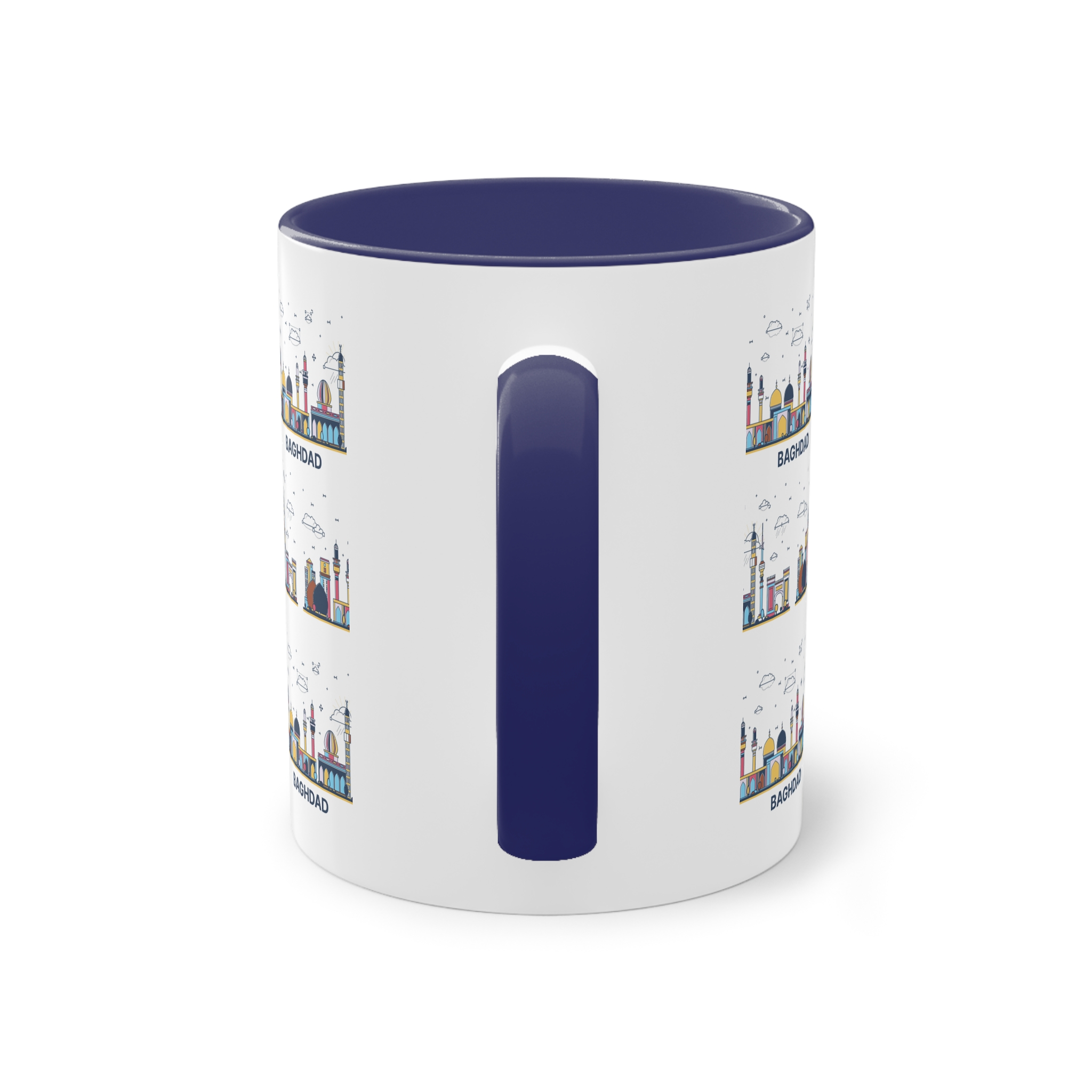 Baghdad Outline Bold Color Two Tone Coffee Mug 11oz - Image 42