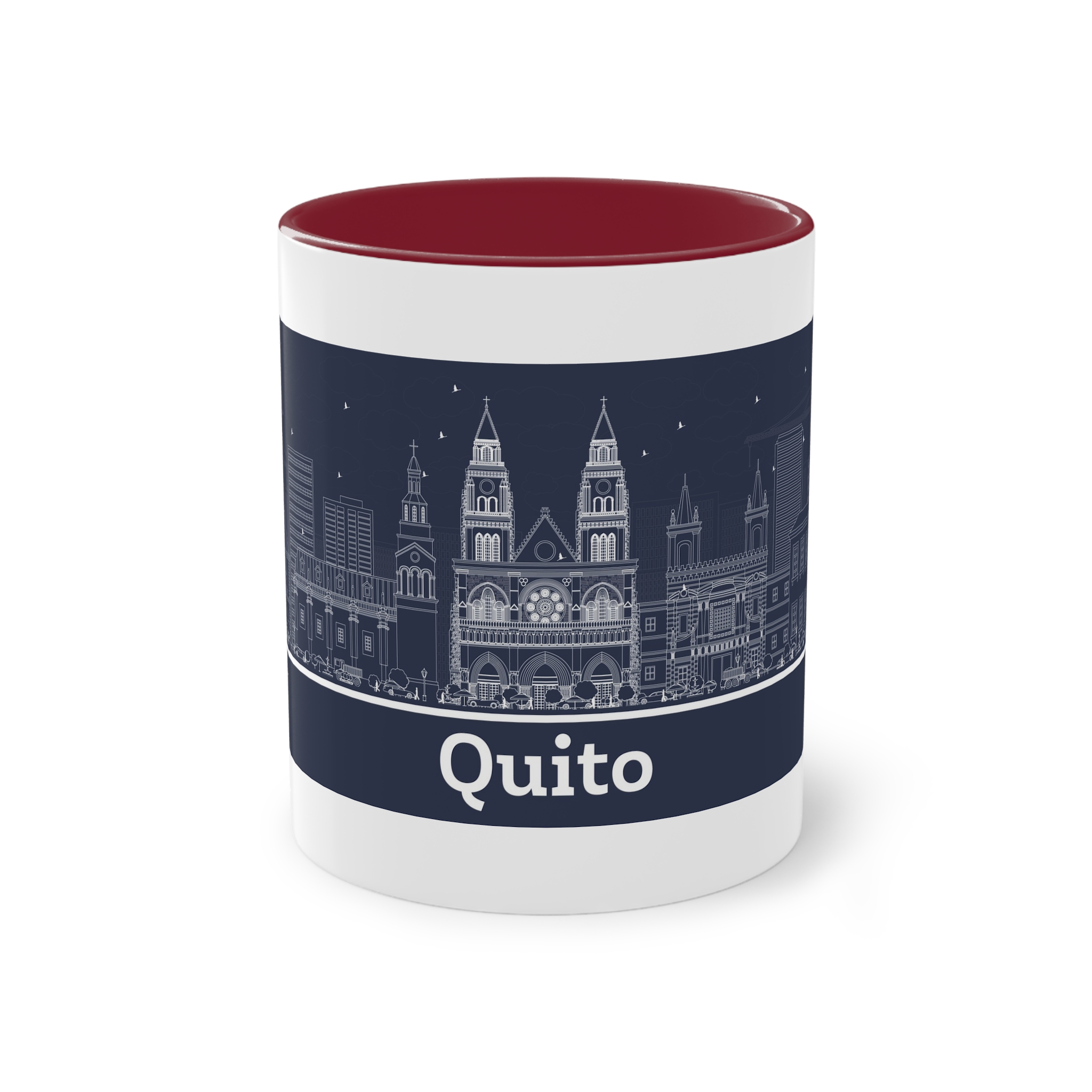 Quito Outline Inverse Two Tone Coffee Mug 11oz - Image 5
