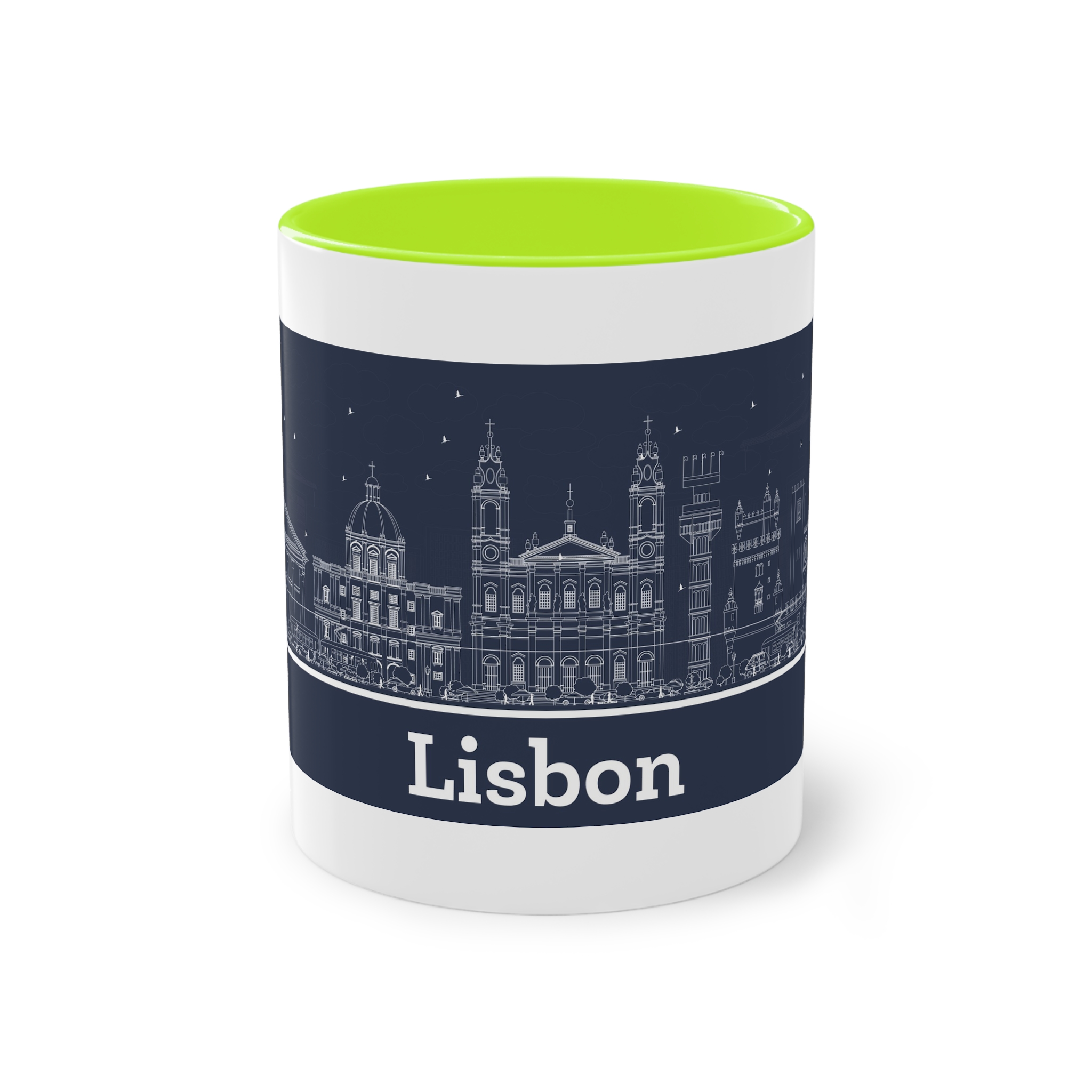 Lisbon New Outline Inverse Two Tone Coffee Mug 11oz - Image 25